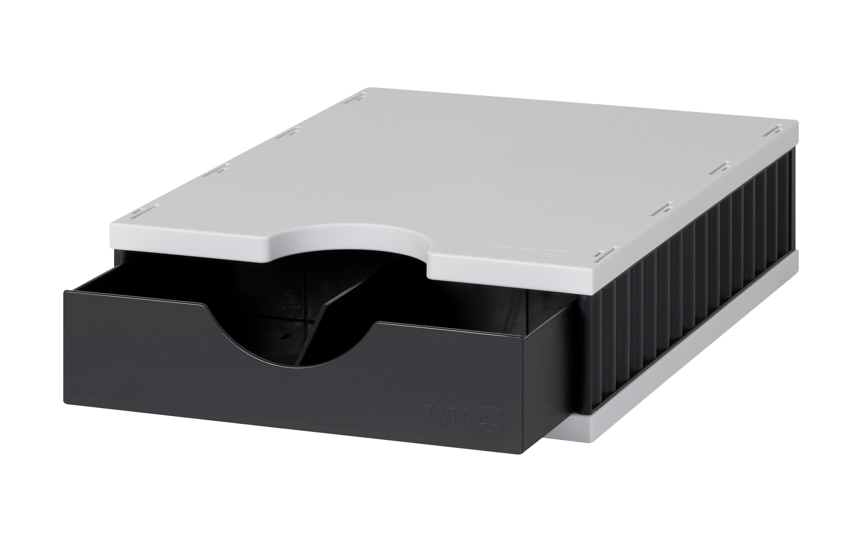 Styro Schubladenbox Styrodoc Uno 1 Fach und 1 Schublade, schwarz/grau