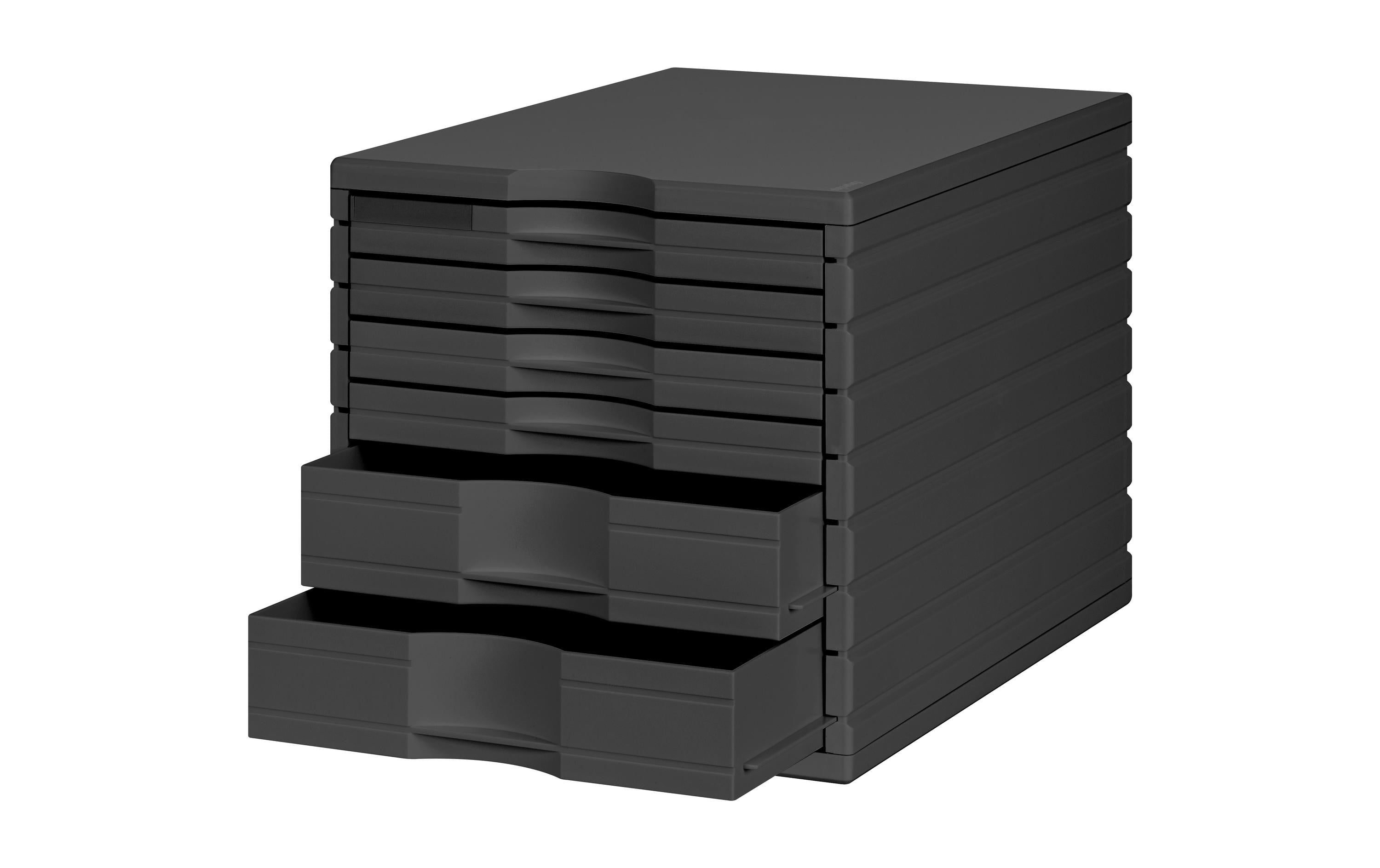 Styro Schubladenbox Styrotop 2 hohe und 4 niedere Schubladen, schwarz