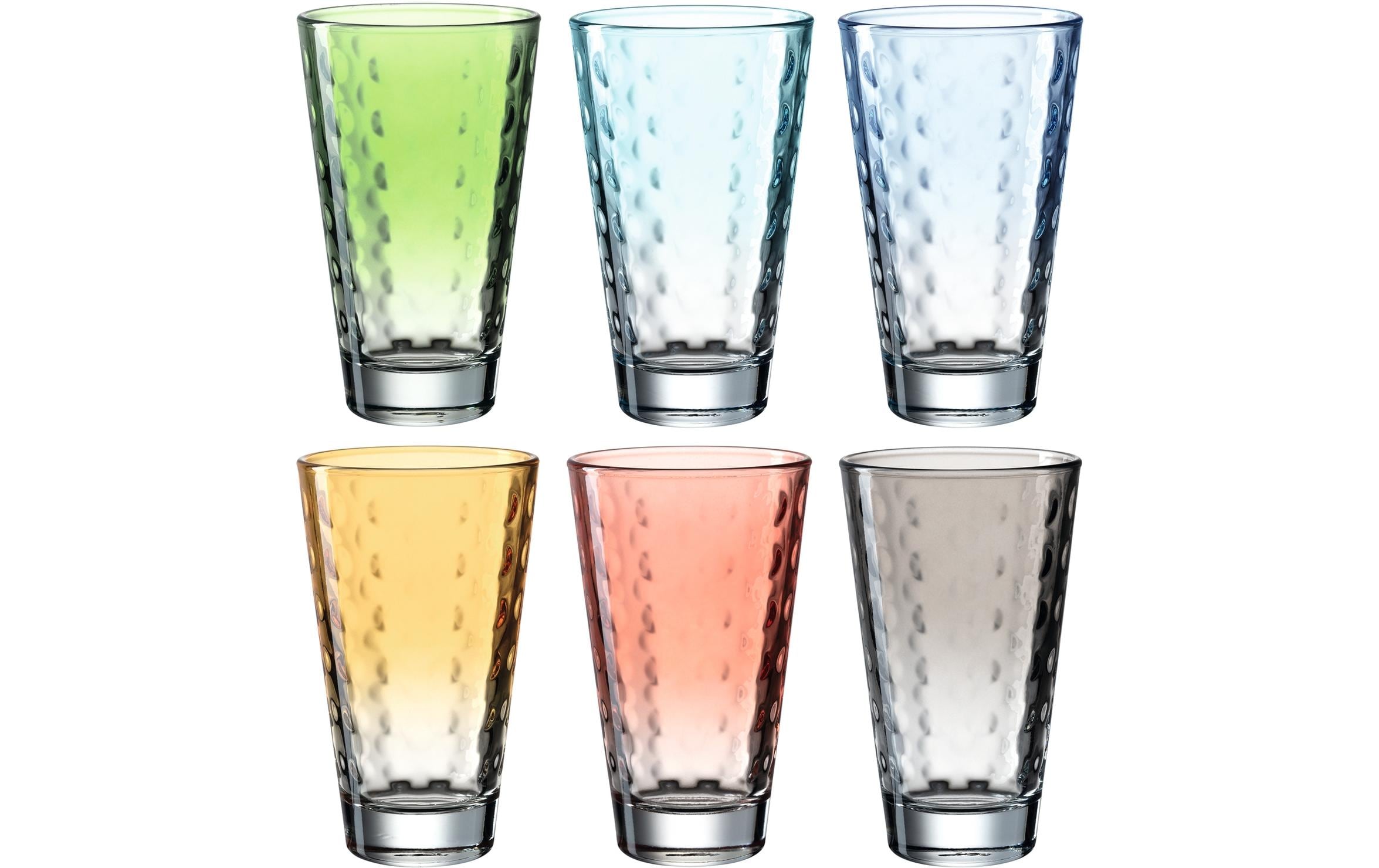 Leonardo Trinkglas Optic Pastell, 300ml 6 Farben, 6 Stück, 300ml