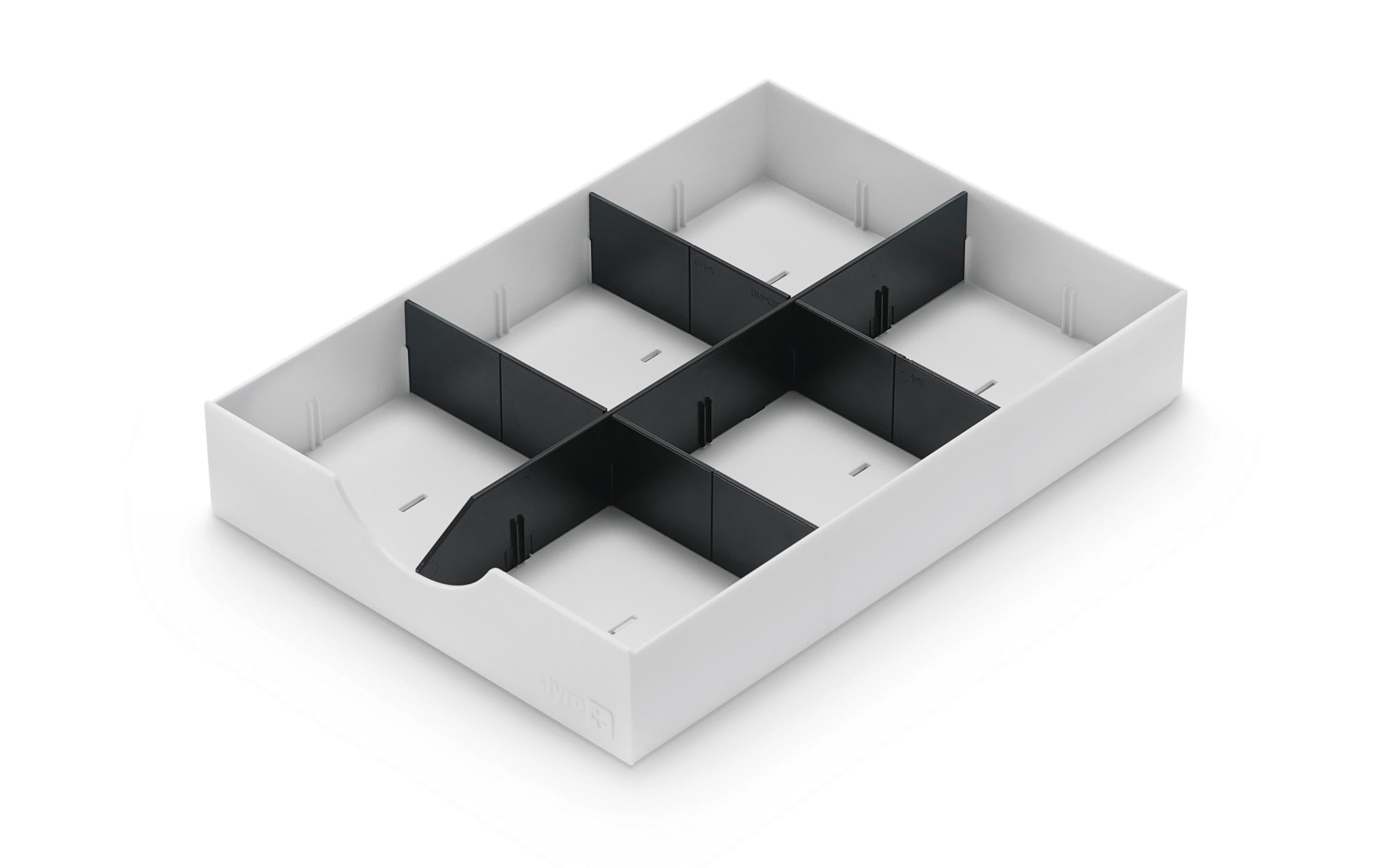 Styro Schubladenelement Styrodoc mit 1 Längs- und 2 Querstegen, weiss