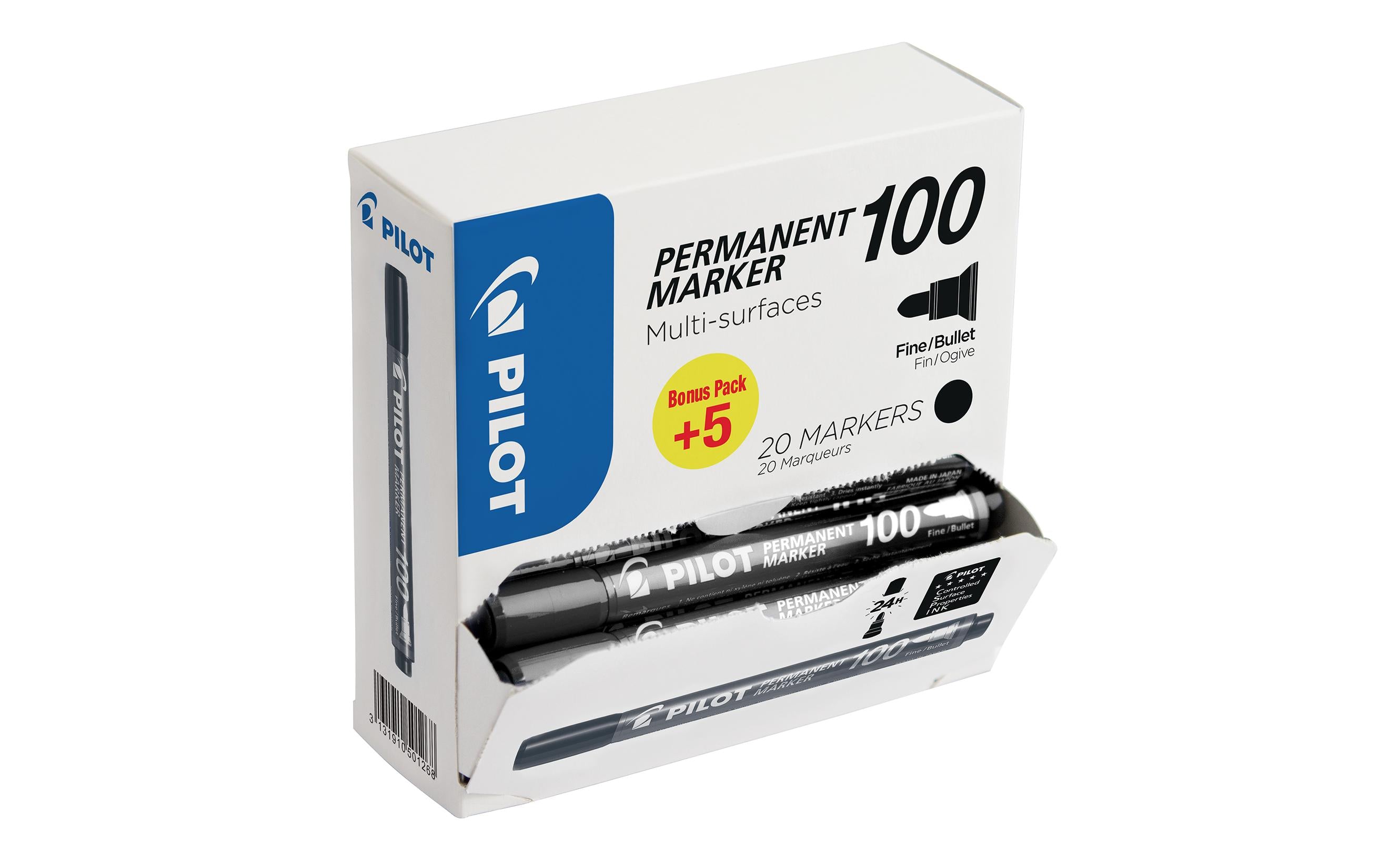 Pilot Permanent Marker 100 XL 15+5 gratis schwarz