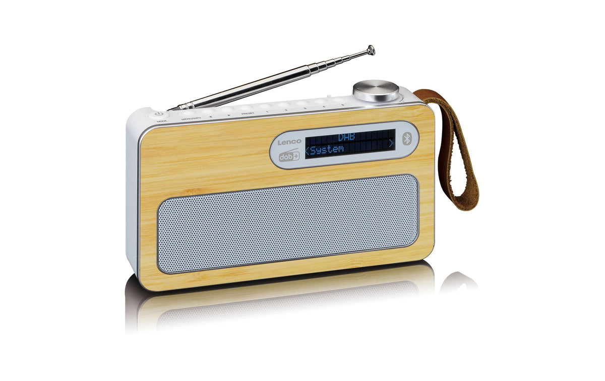 Lenco PDR-040, Portables DAB+ Radio Bambus weiss, bis 16h Akku