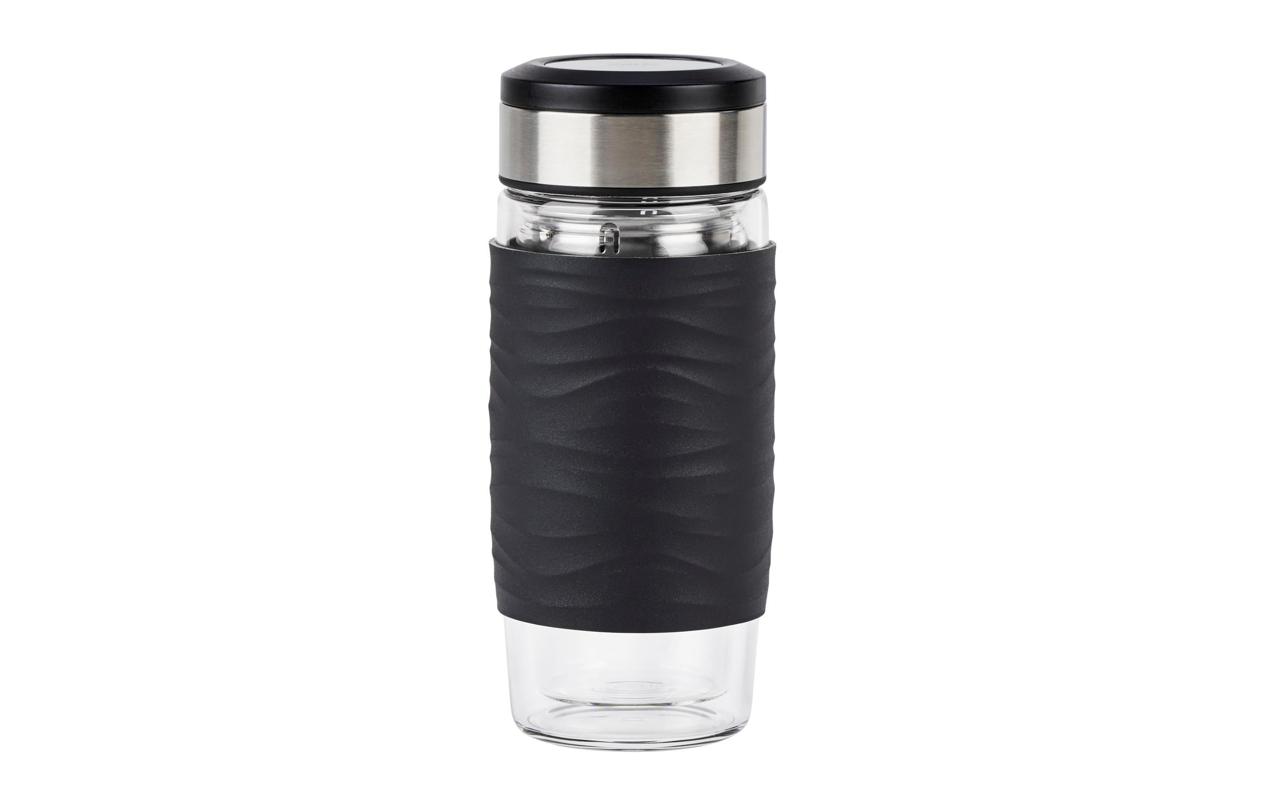 Emsa Tea2go Glas-Teebecher Schwarz doppelwandiges Glas, Tee-Sieb, 100% dicht
