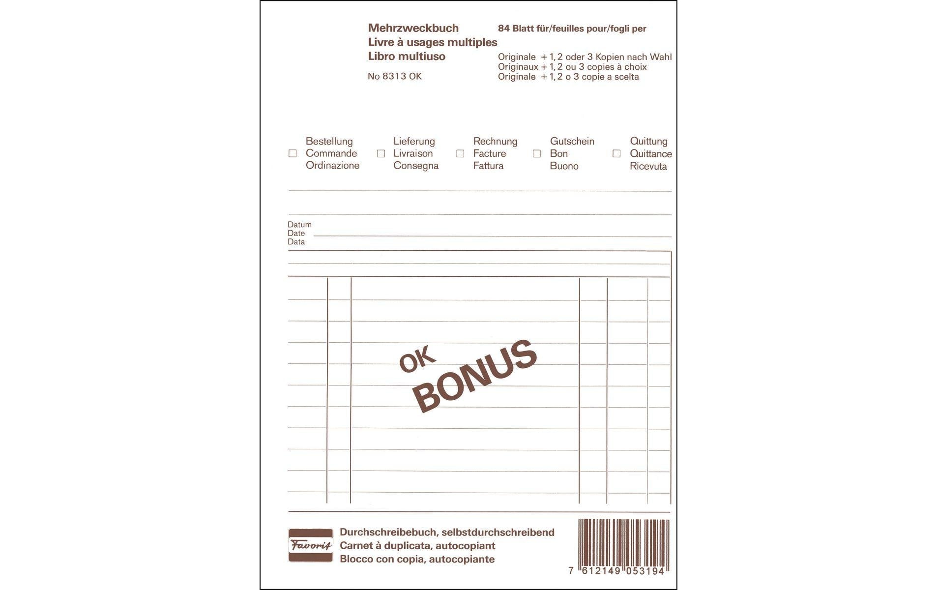 Favorit Mehrzweckbuch Bonus weiss, 149x209mm, 84 Blatt