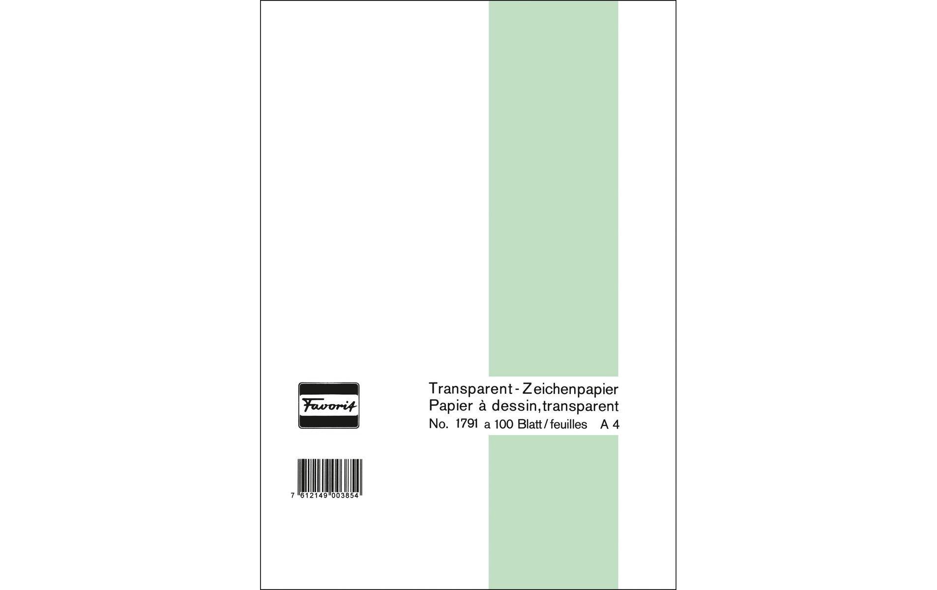 Favorit Transparent-Zeichenpapier-Block transparent, 65g, 210x297mm, 100 Blatt