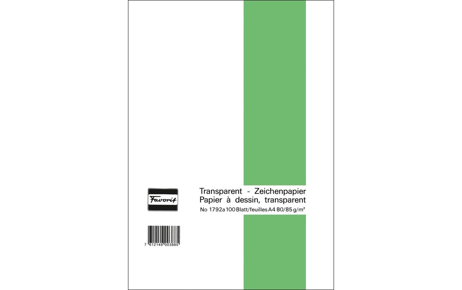 Favorit Transparent-Zeichenpapier-Block transparent, 80/85gg, 210x297mm, 100 Blatt