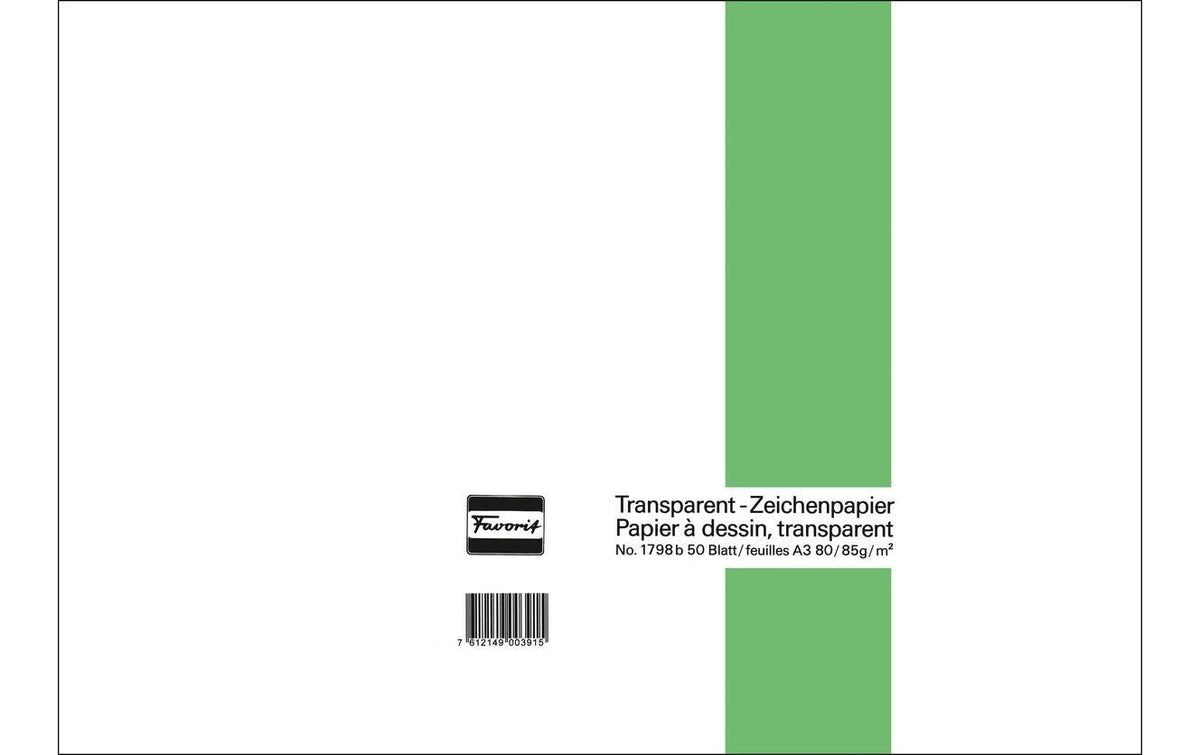Favorit Transparent-Zeichenpapier-Block transparent, 80/85gg, 420x297mm, 50 Blatt