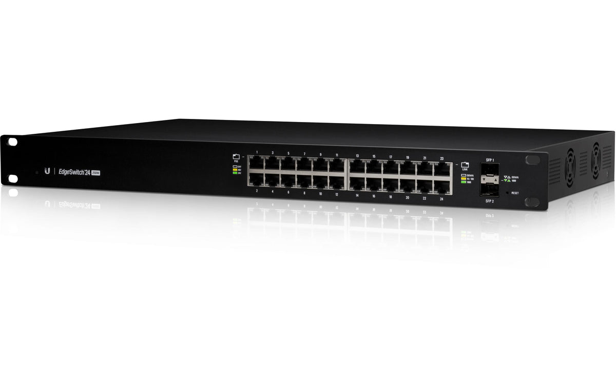Ubiquiti Edgeswitch ES-24-250W:24 GigaPorts managed, 2xSFP,250W PoE+ und 24V passiv PoE