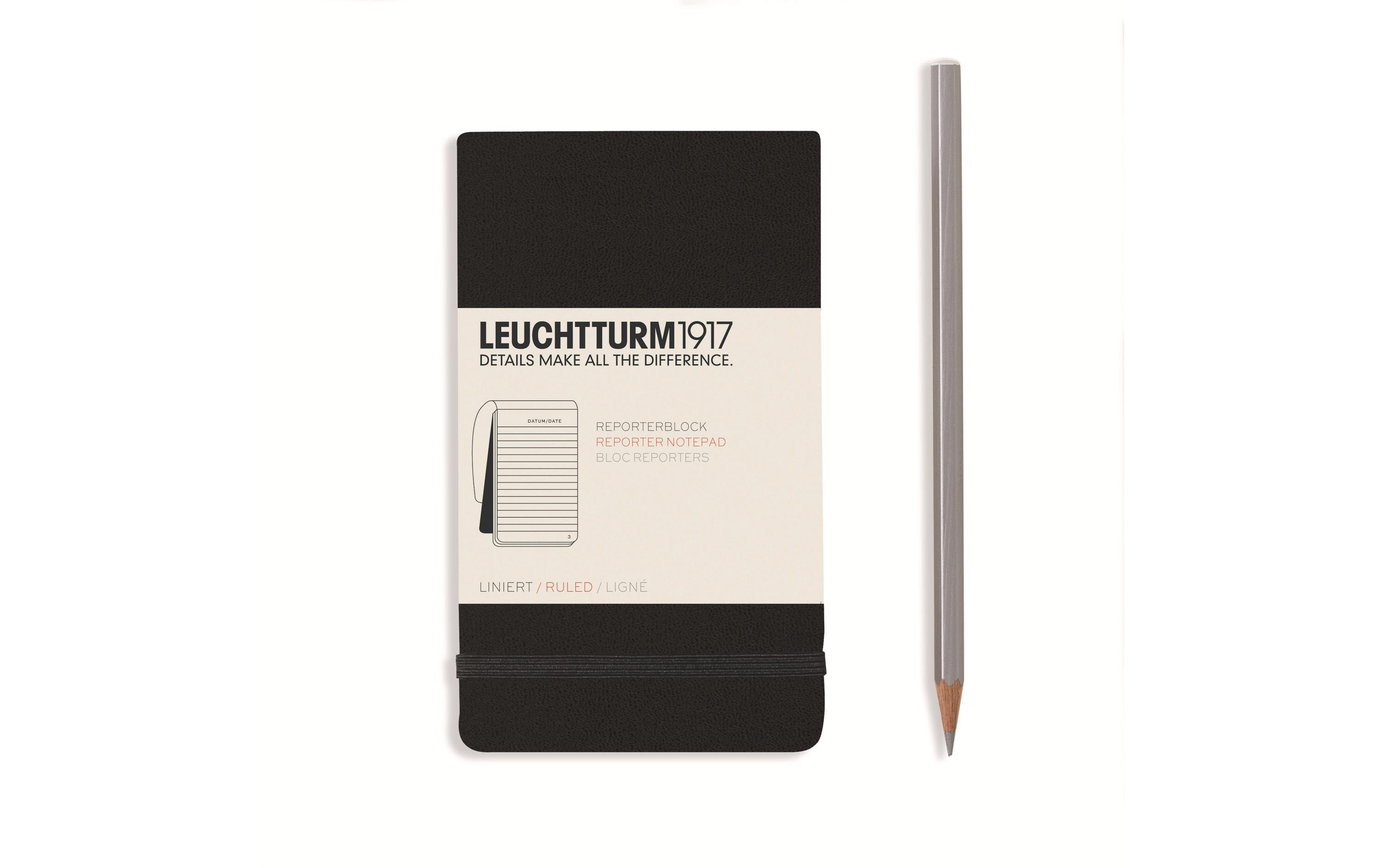 Leuchtturm Notizblock Reporter 184 Seiten, A6, Liniert, Schwarz