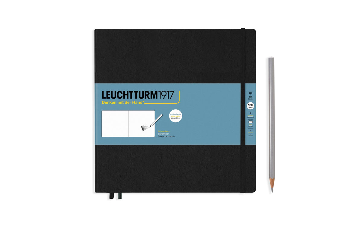 Leuchtturm Skizzenbuch Quadrat 112 Seiten, 150 g/m2, 22.5x22.5cm, Schwarz