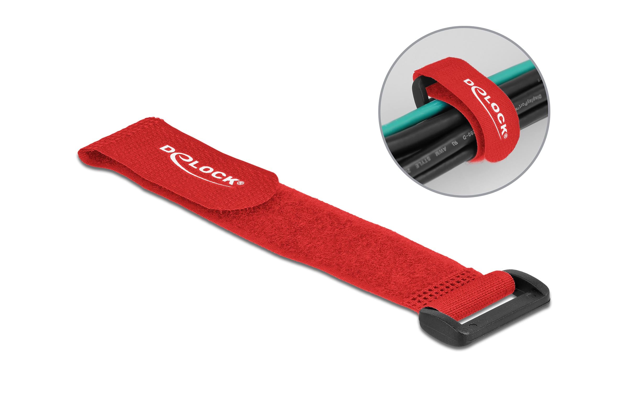 Delock Klett-Kabelbi. 190x25mm mit Schlaufe 5 Stück, Rot