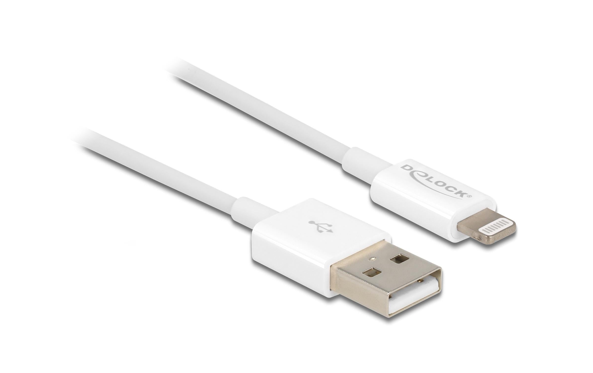 Delock USB Daten&Ladekabel, Weiss, 15cm Lightning, MFI zert. iPhone,iPad und iPod