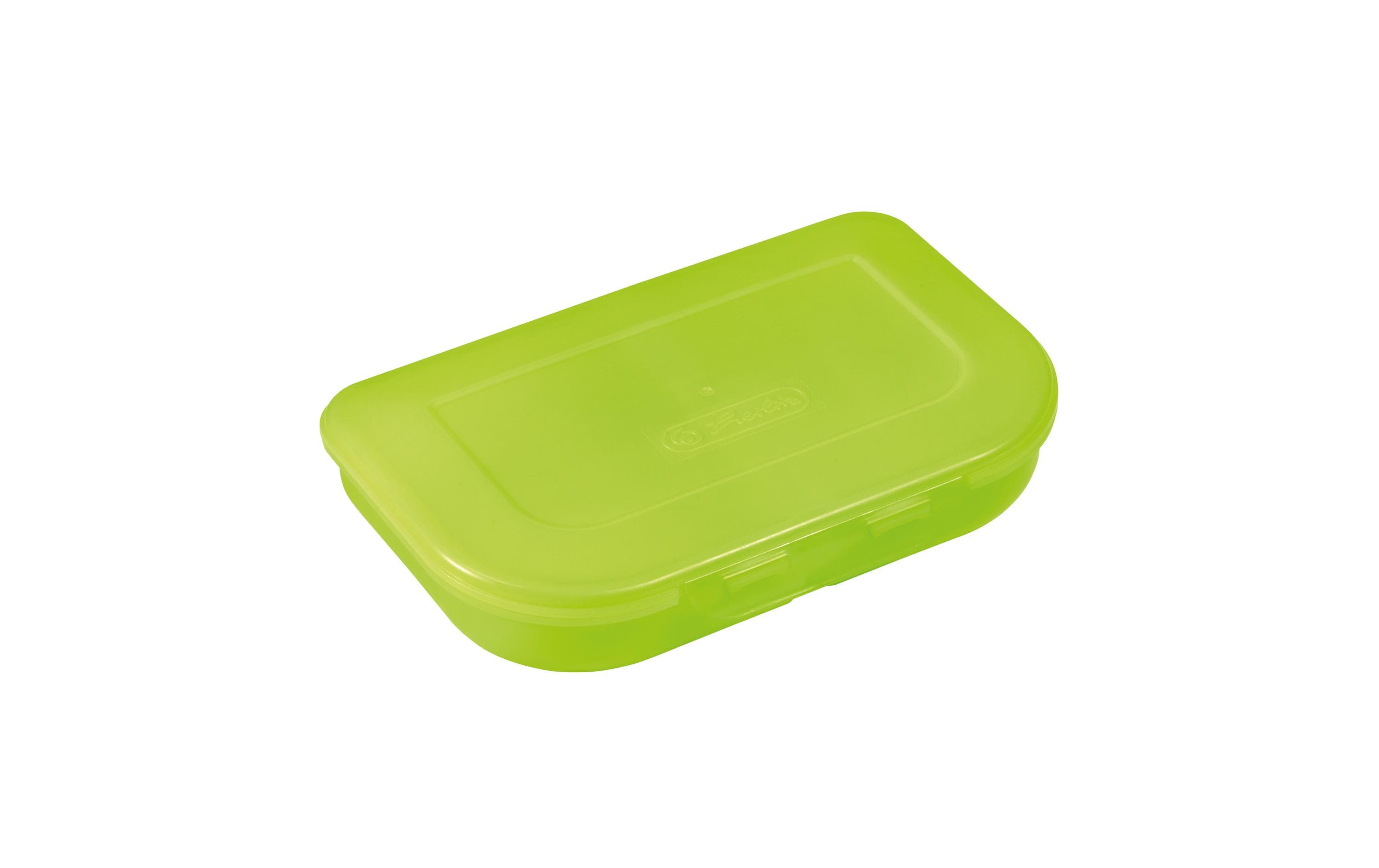 Herlitz Lunchbox Brotdose grün uni Pushverschluss, 23 x 15 x 4, 2-teilig
