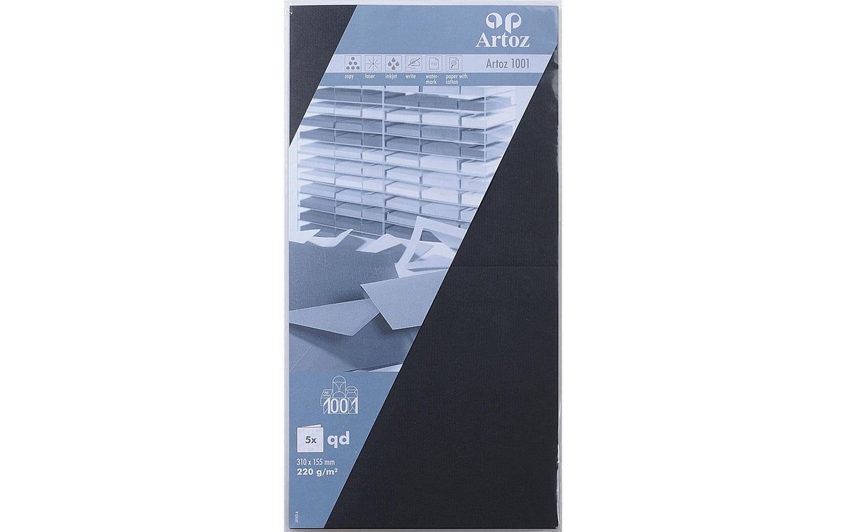 Artoz Blankokarte 1001 15.5x15.5cm 220 gm2, Schwarz, 5 Blatt