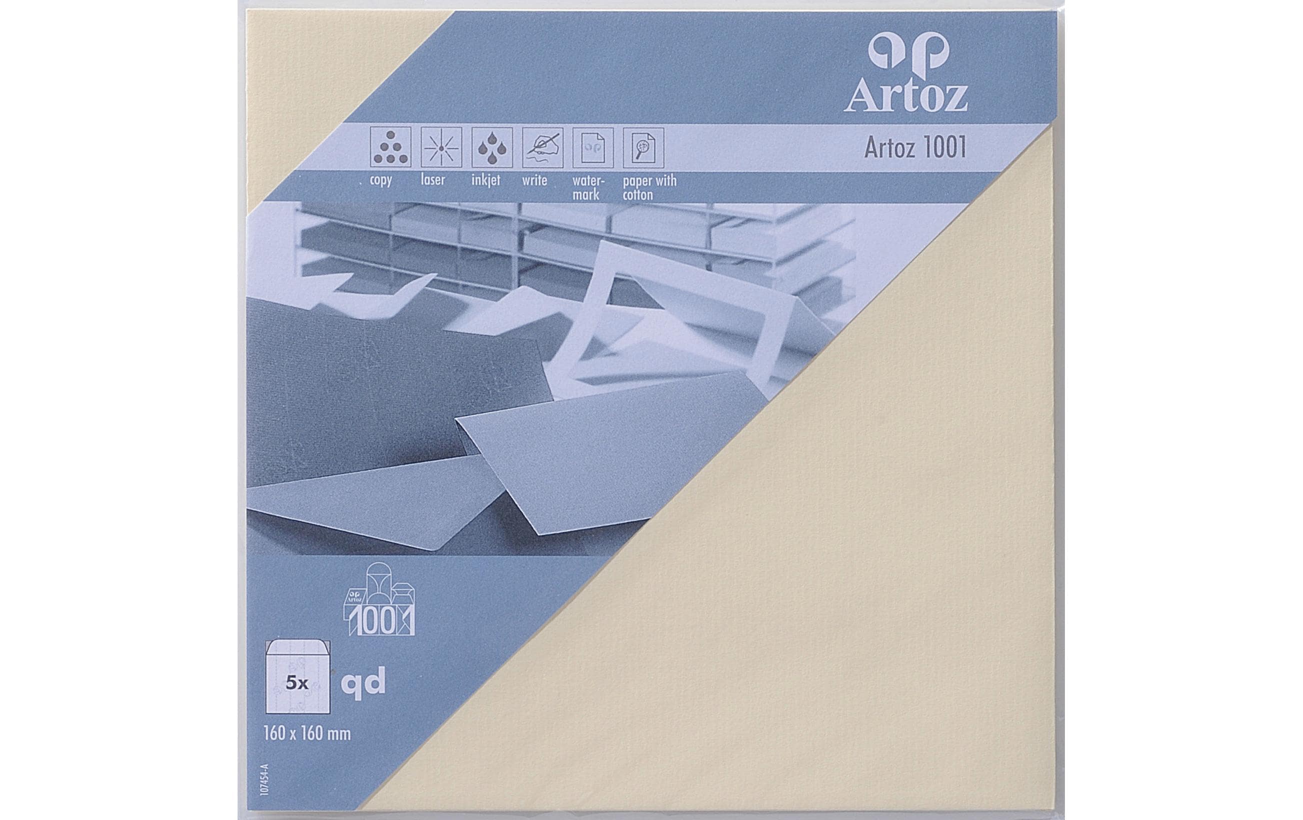 Artoz Couvert 1001 16cmx16cm 100  gm2, chamois, 5 Blatt