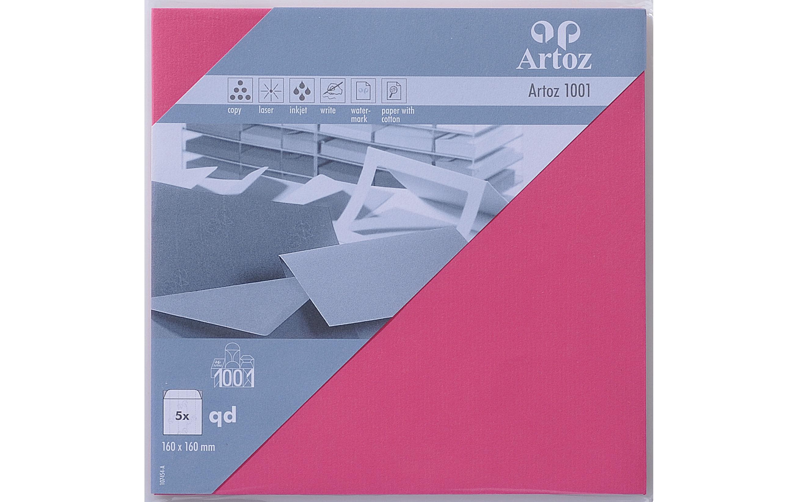 Artoz Couvert 1001 16cmx16cm 100  gm2, fuchsia, 5 Blatt