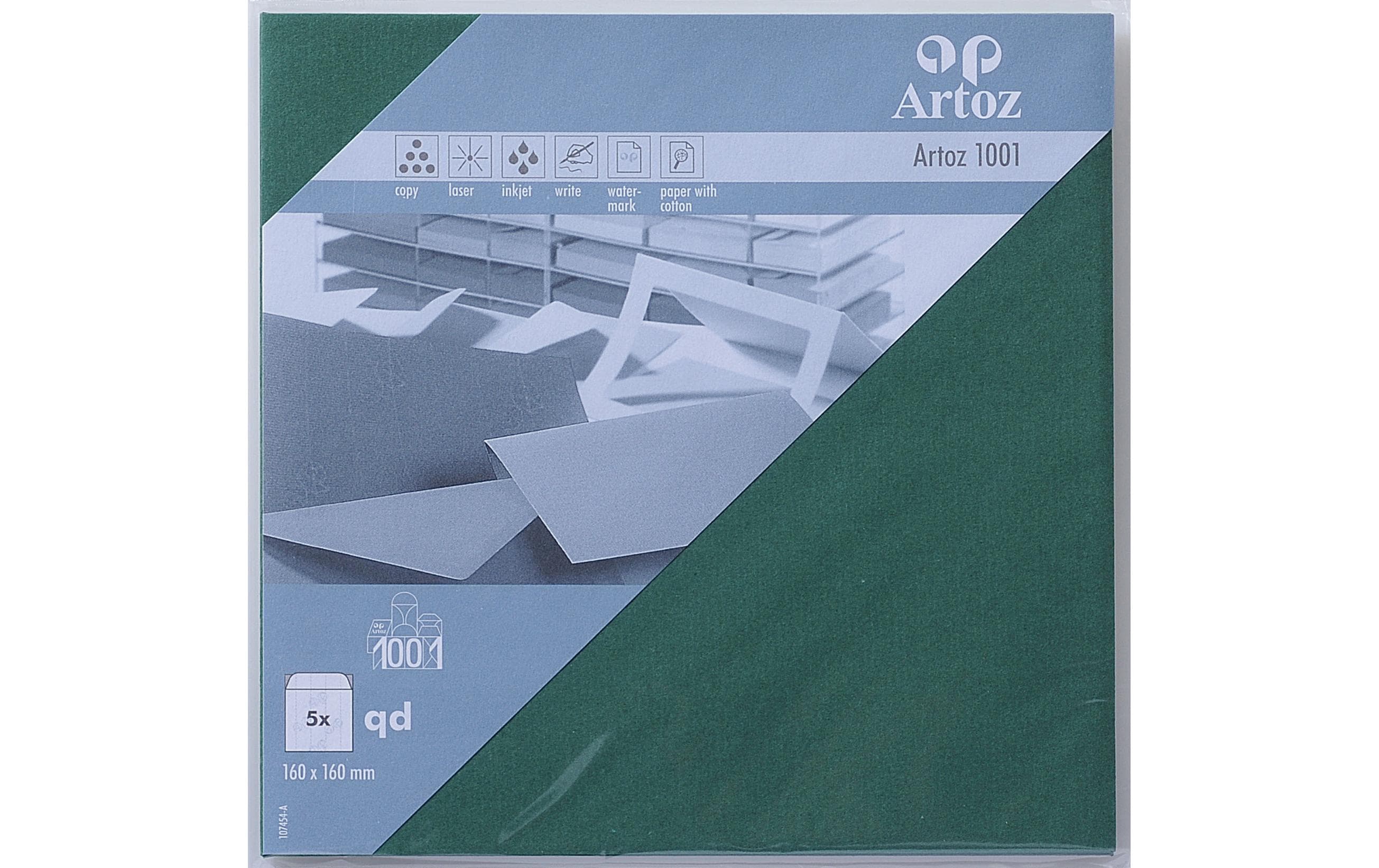 Artoz Couvert 1001 16cmx16cm 100  gm2, Racinggreen, 5 Blatt