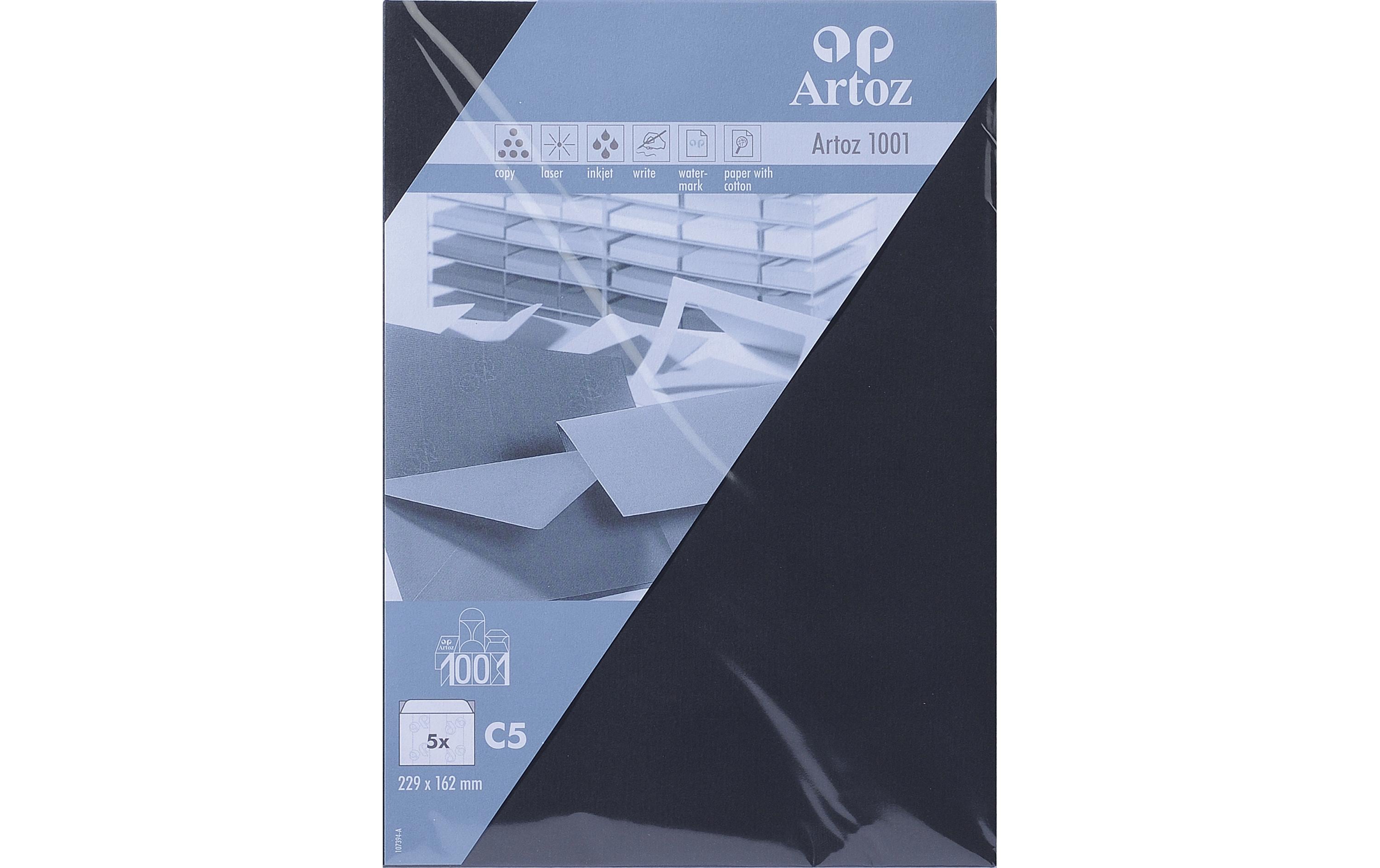 Artoz Couvert 1001 C5 100  gm2, Schwarz, 5 Blatt