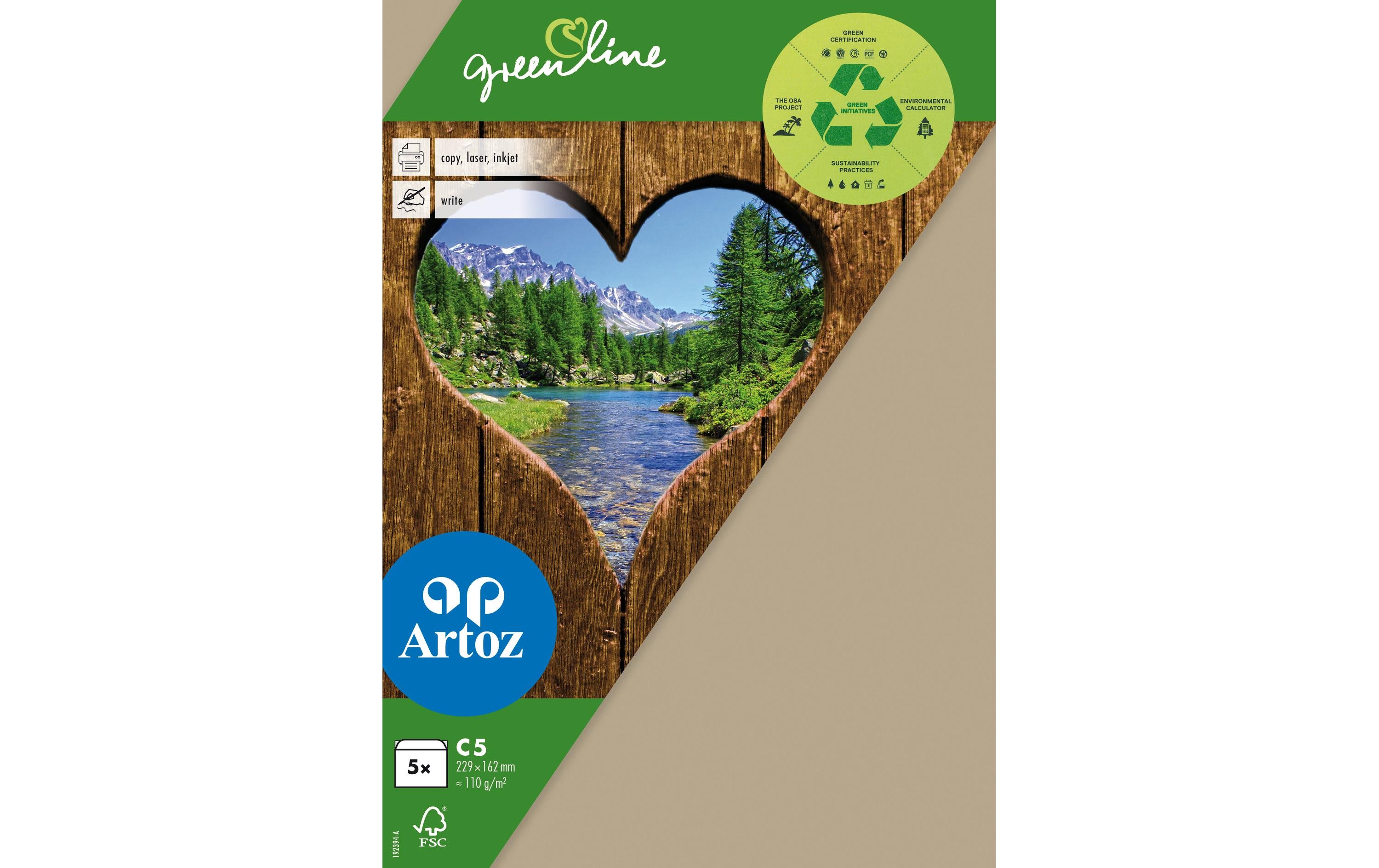 Artoz Couvert Green Line C5 118 gm2, kraft, 5 Stück