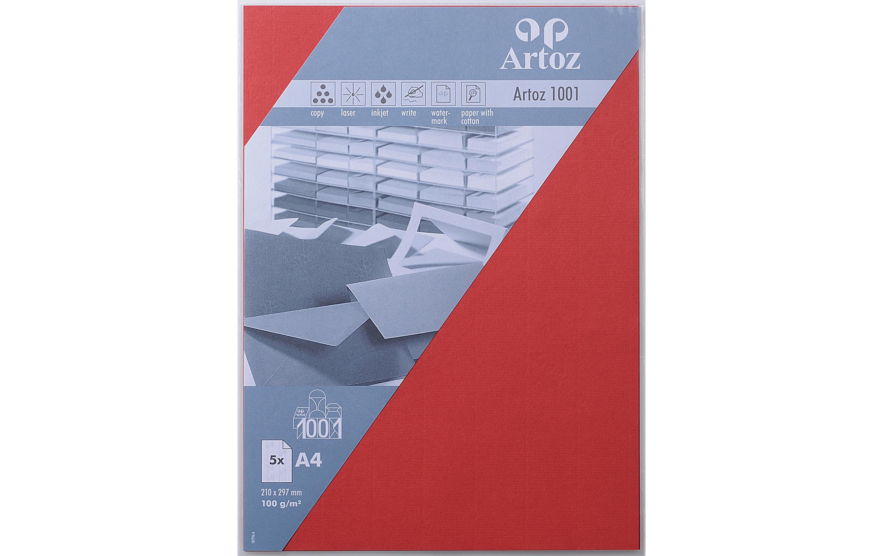 Artoz Schreibpapier 1001 A4 100gm2 Rot, 5 Blatt