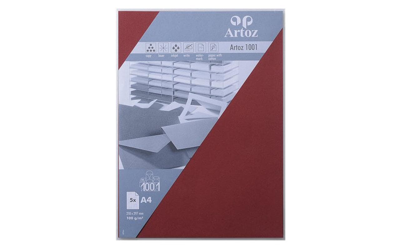 Artoz Schreibpapier 1001 A4 100gm2 Weinrot, 5 Blatt