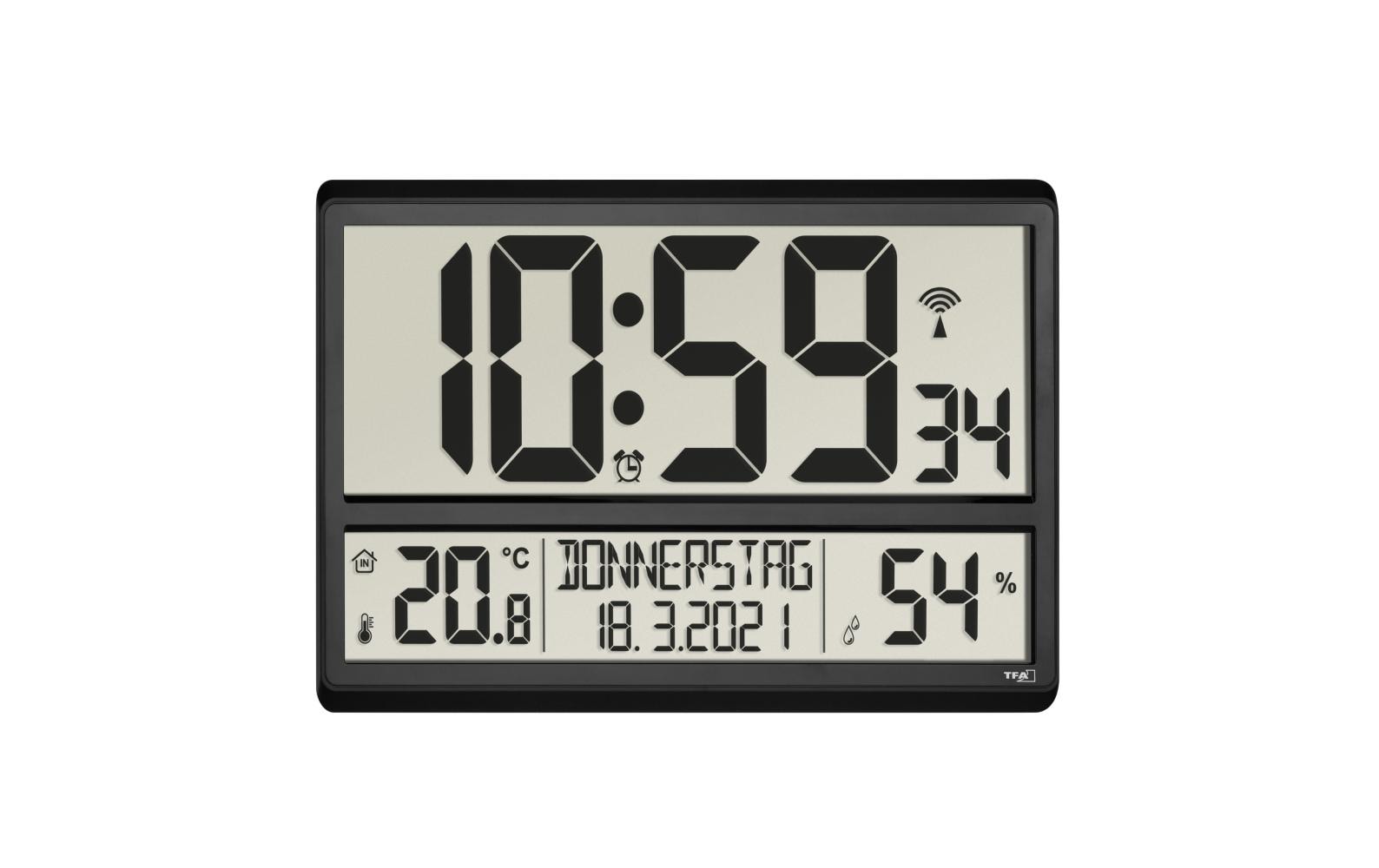 TFA Funk-Wanduhr mit Hygrometer ohne Batterie