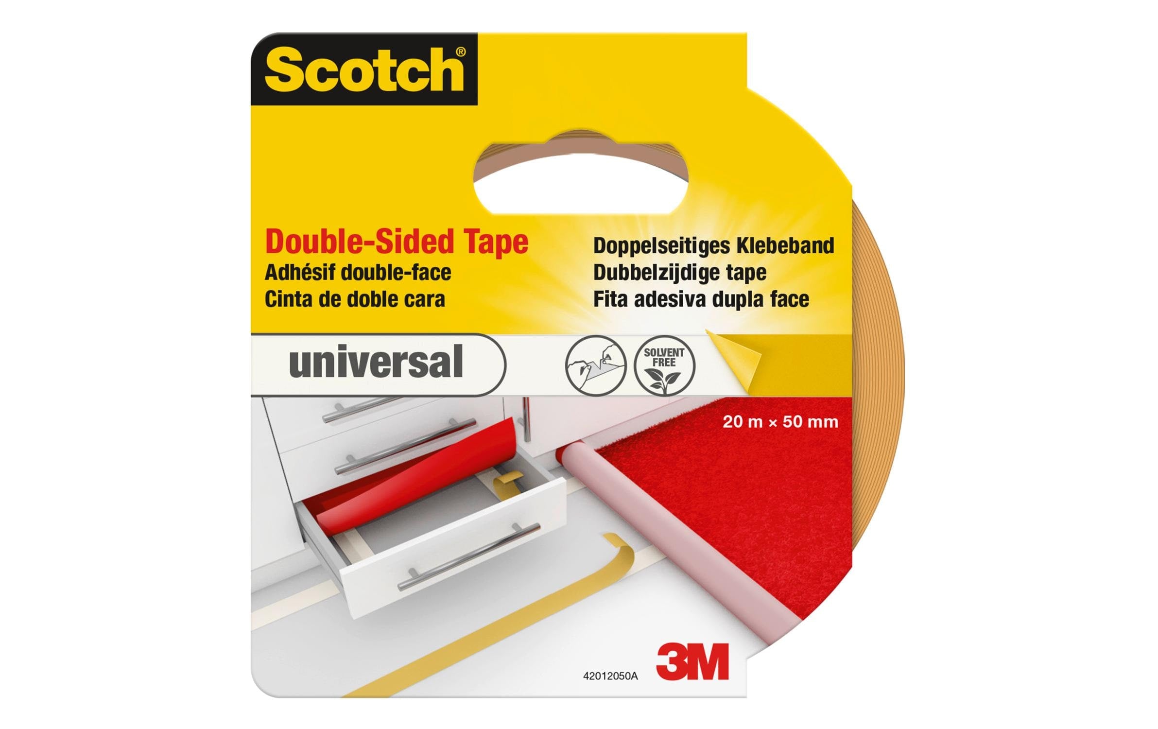 3M Scotch Doppelseitiges Klebeband Universal, 50 mm x 20 m
