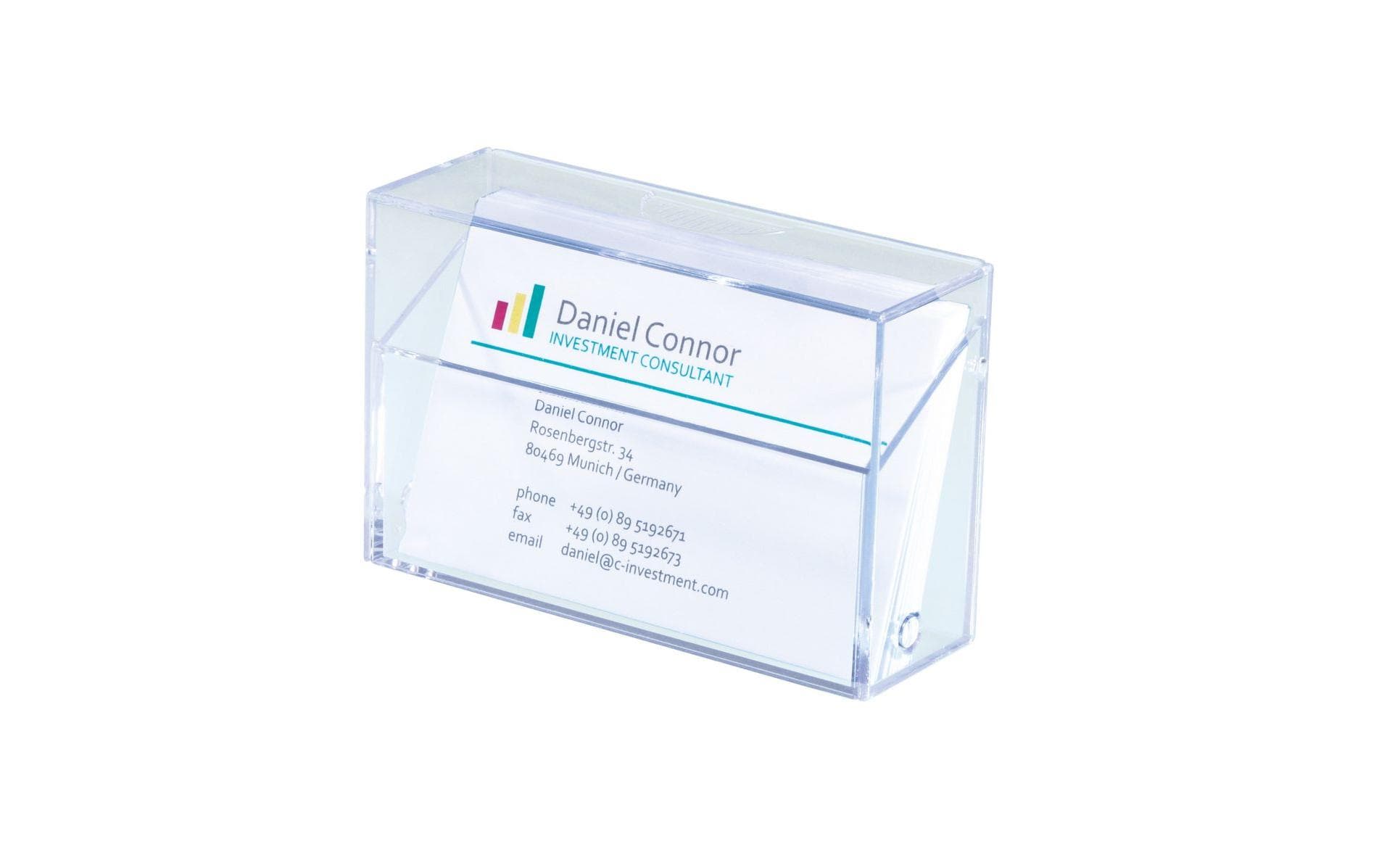 Sigel Visitenkarten-Box, glasklar für bis zu 100 Karten (max. 86x56 mm)