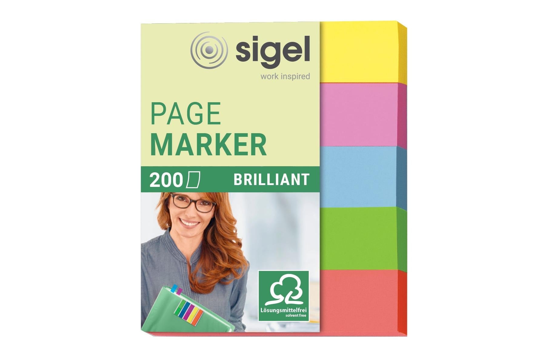 Sigel Haftmark. Brillant mini, 5 Farben ge/pi/bl/gr/or 50x12mm, 200 BL