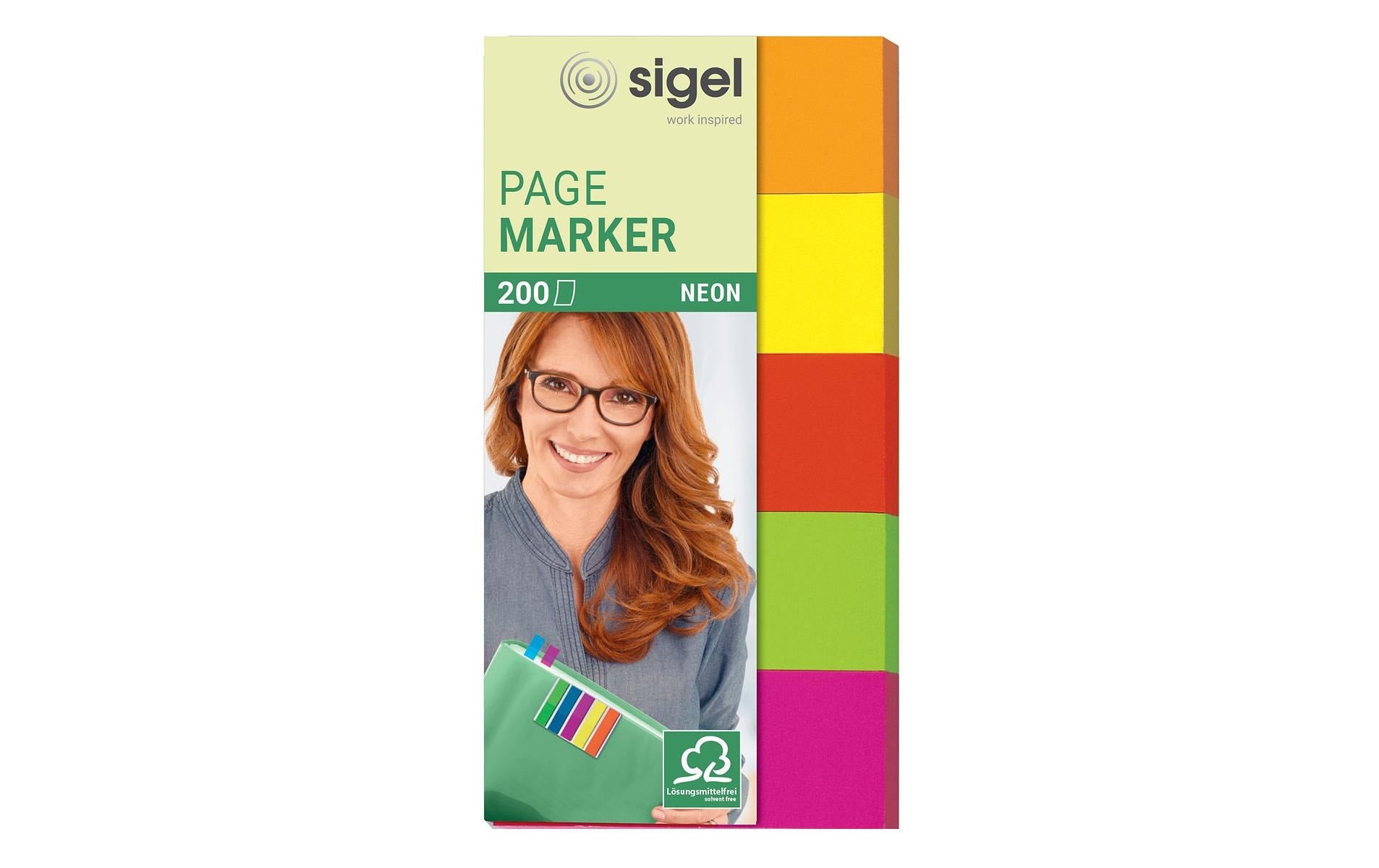 Sigel Haftmarker Neon, 5 Farben im Pocket ge/or/ro/gr/pi 50x20mm, 200 BL