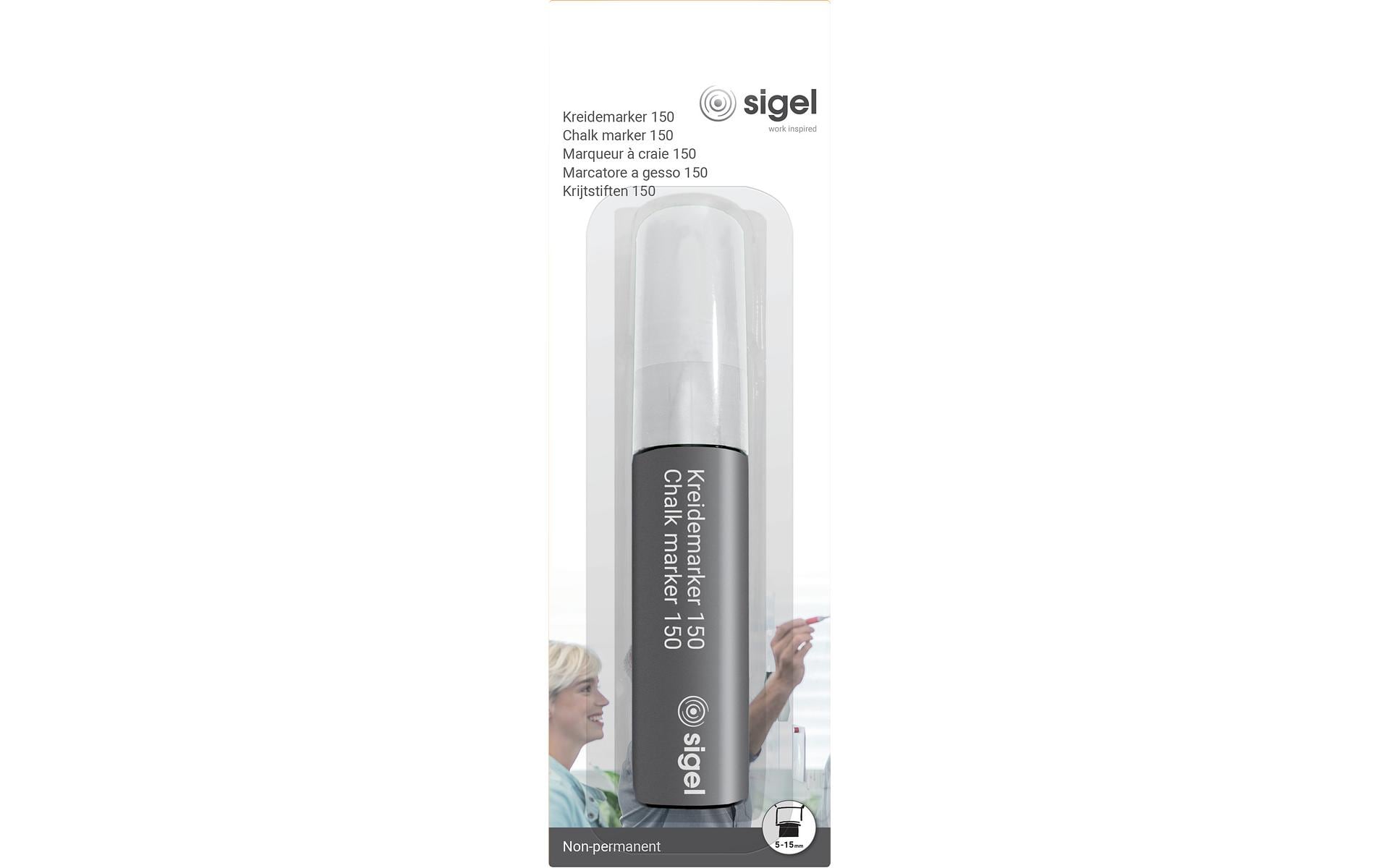 Sigel Kreidemarker weiss, abwischbar Keilspitze 5-15mm, auf Wasserbasis, 1 ST