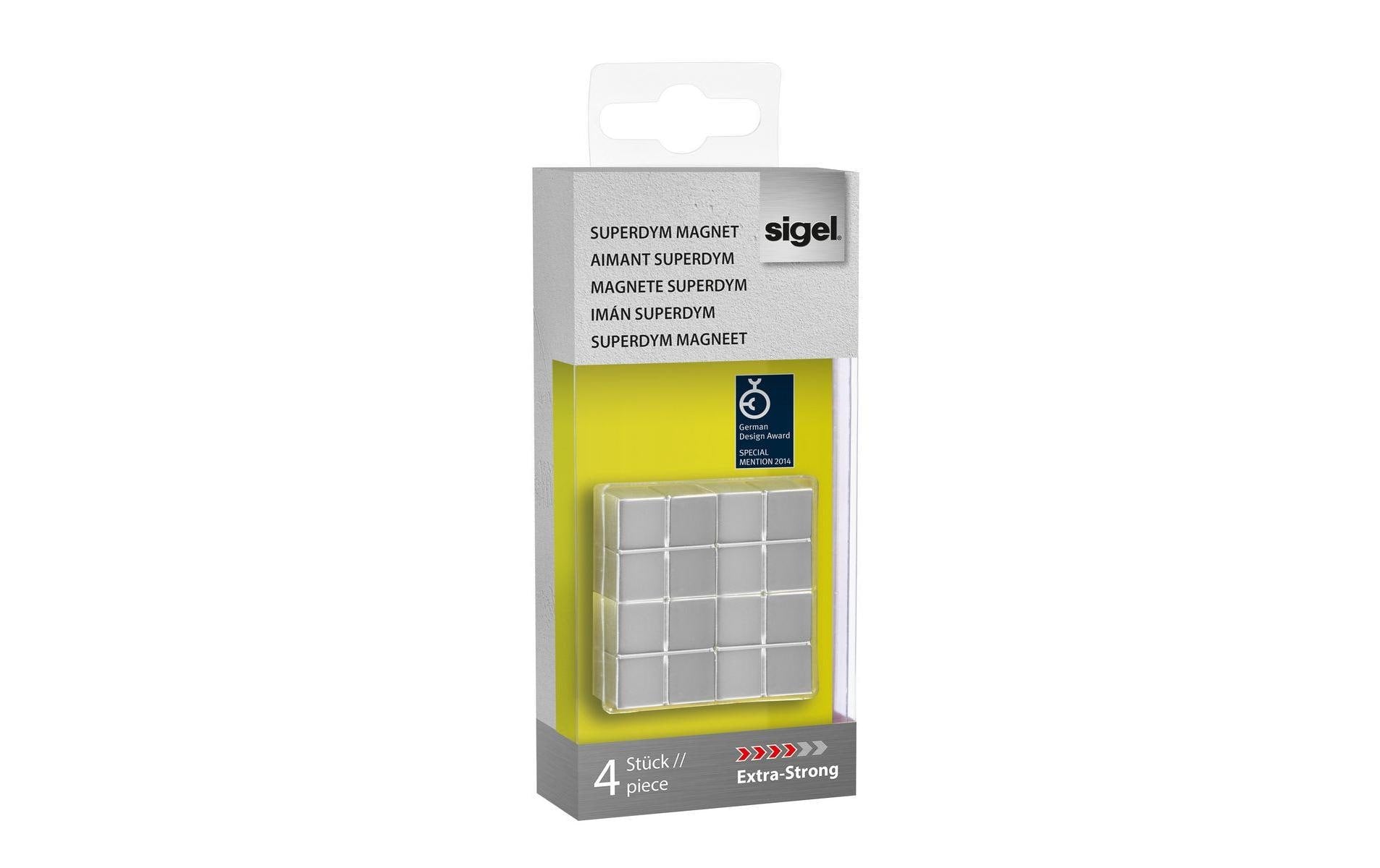 Sigel Magnete "Extra Strong" Cube, silber Haftkraft ca. 15 Blatt 20x10x20, 4 ST