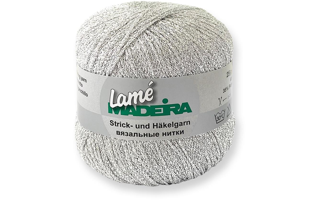 Madeira Häkel- und Strickgarn Lamé Silber 25 g, ca. 175 m, 65% Viskose, 35% Poly.