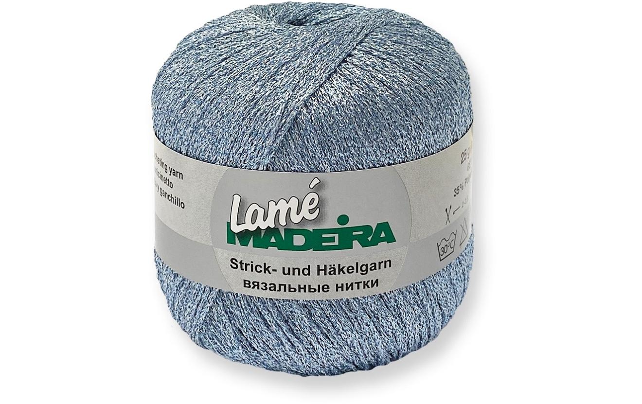Madeira Häkel- und Strickgarn Lamé Hellblau 25 g, ca. 175 m, 65% Viskose, 35% Poly.