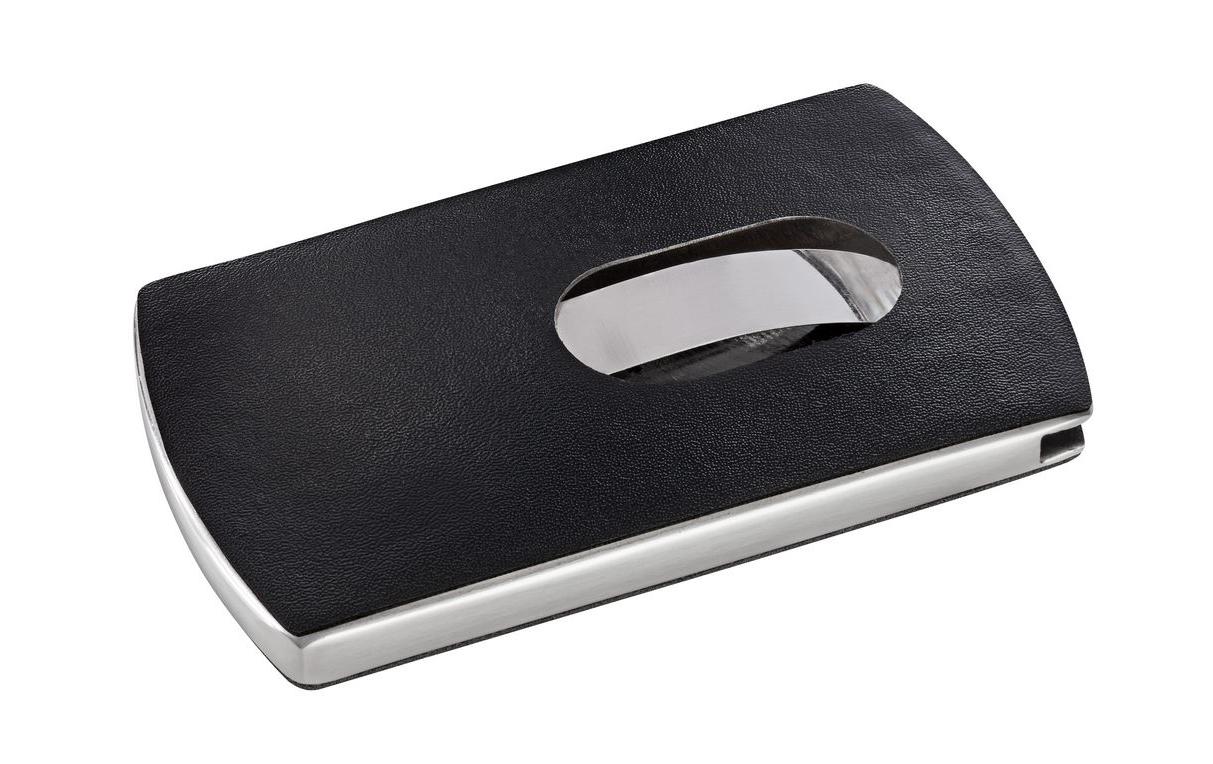 Sigel Visitenkarten-Etui "Snap" Lederoptik schwarz, silber  bis zu 12 Karten