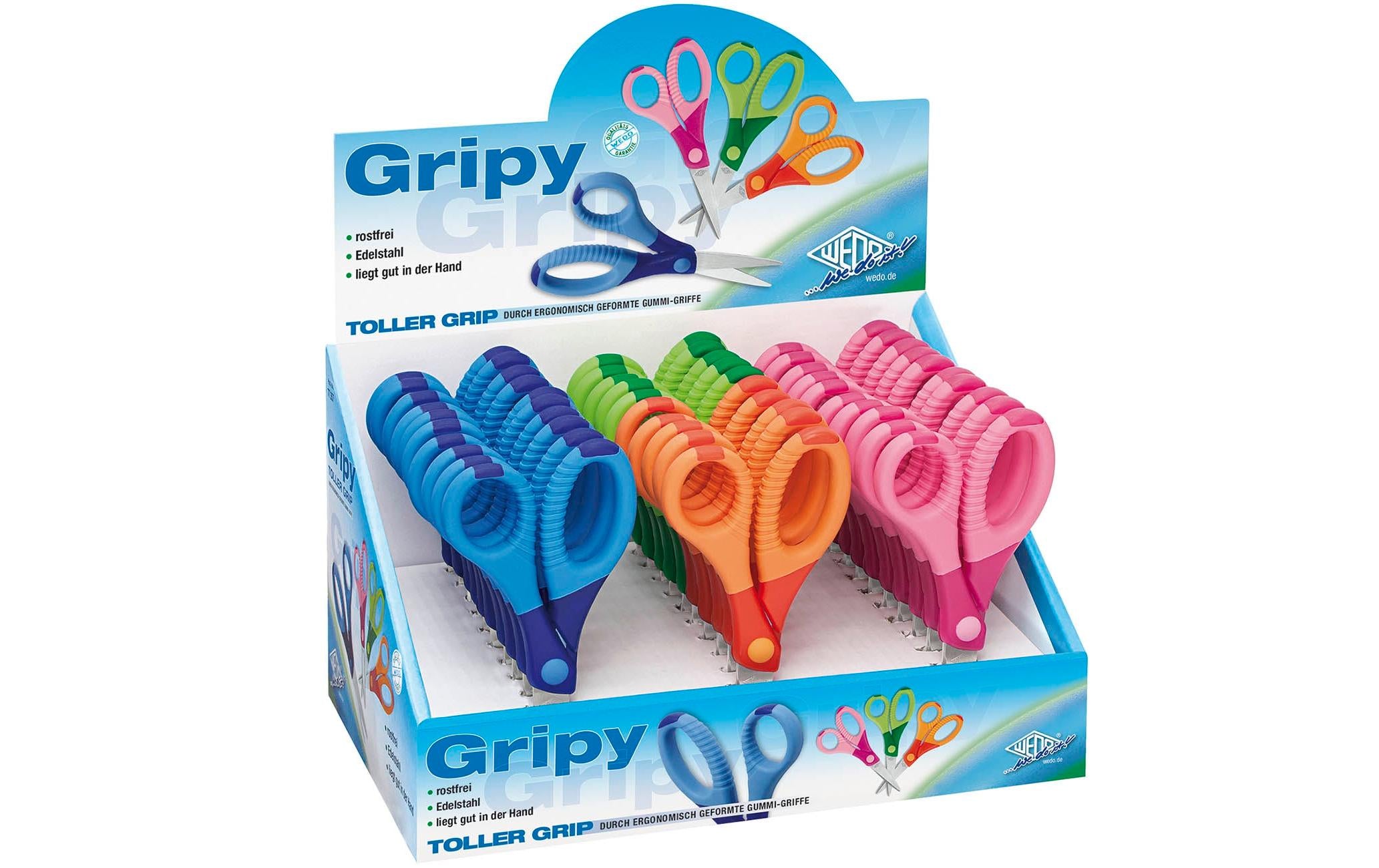 Wedo Kinderscheren Display Gripy, 30 Stück Länge 13 cm, Runde Spitze