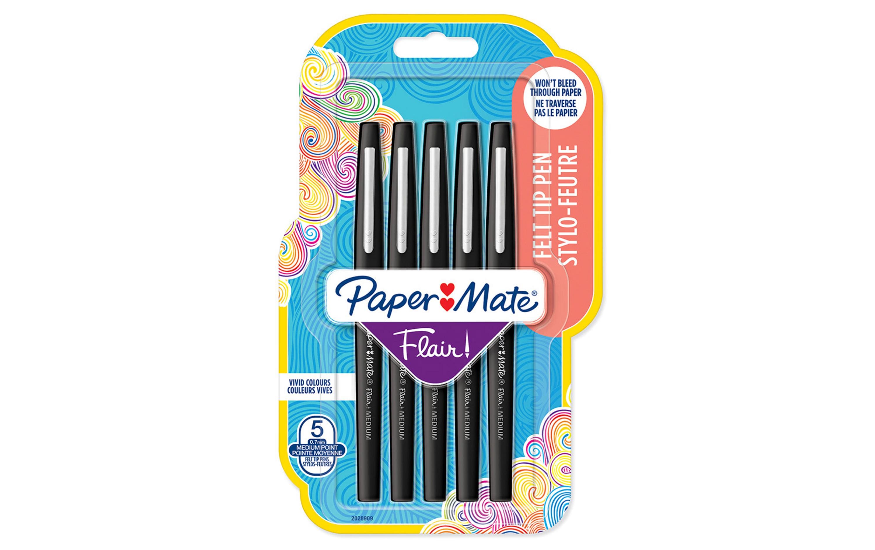 Papermate Flair Medium M, 0.7mm, schwarz, 5 Stk. Blister