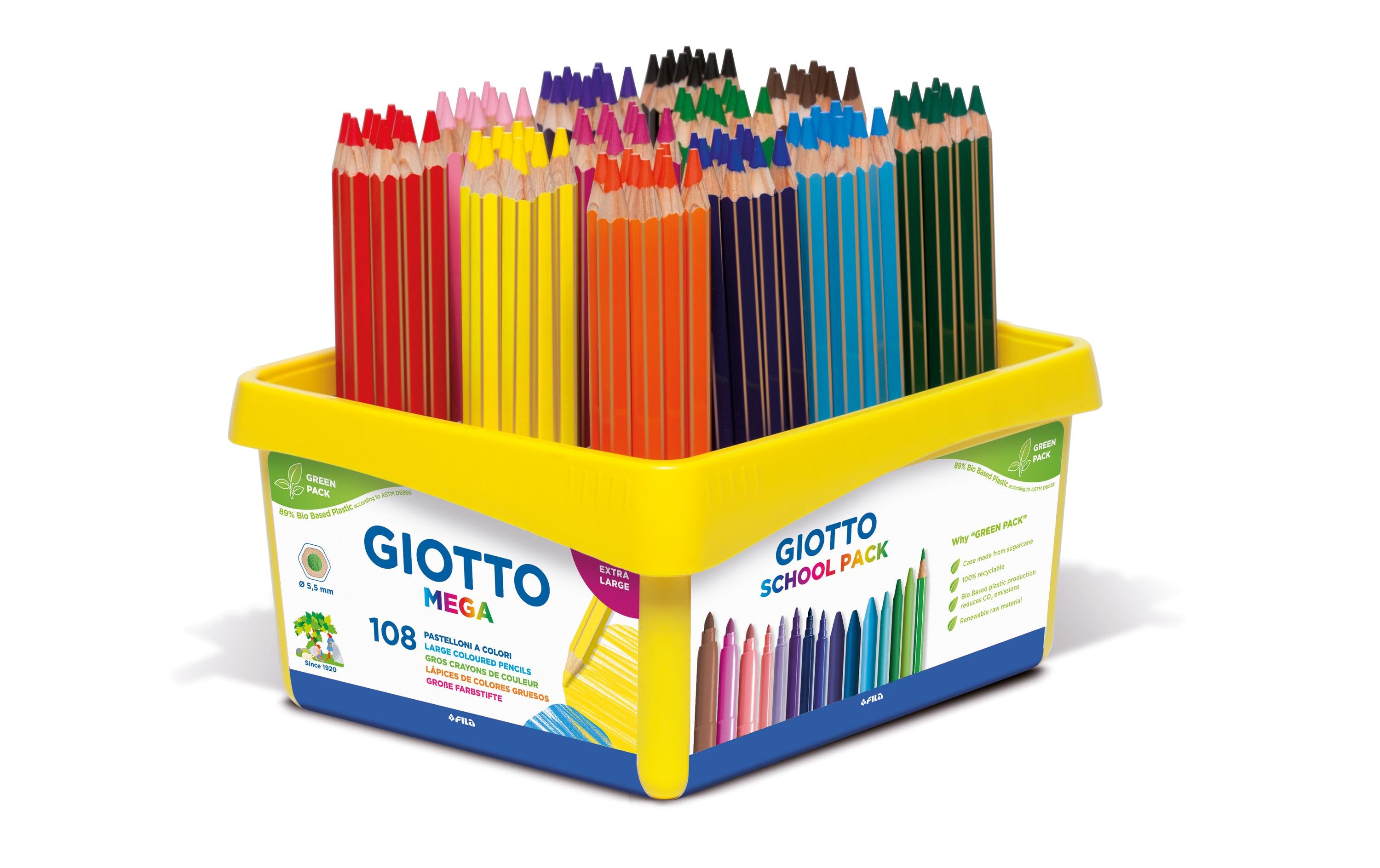 Giotto Farbstifte Mega Grosspackung 108 Stifte (12 Farben, je 9 Stück)