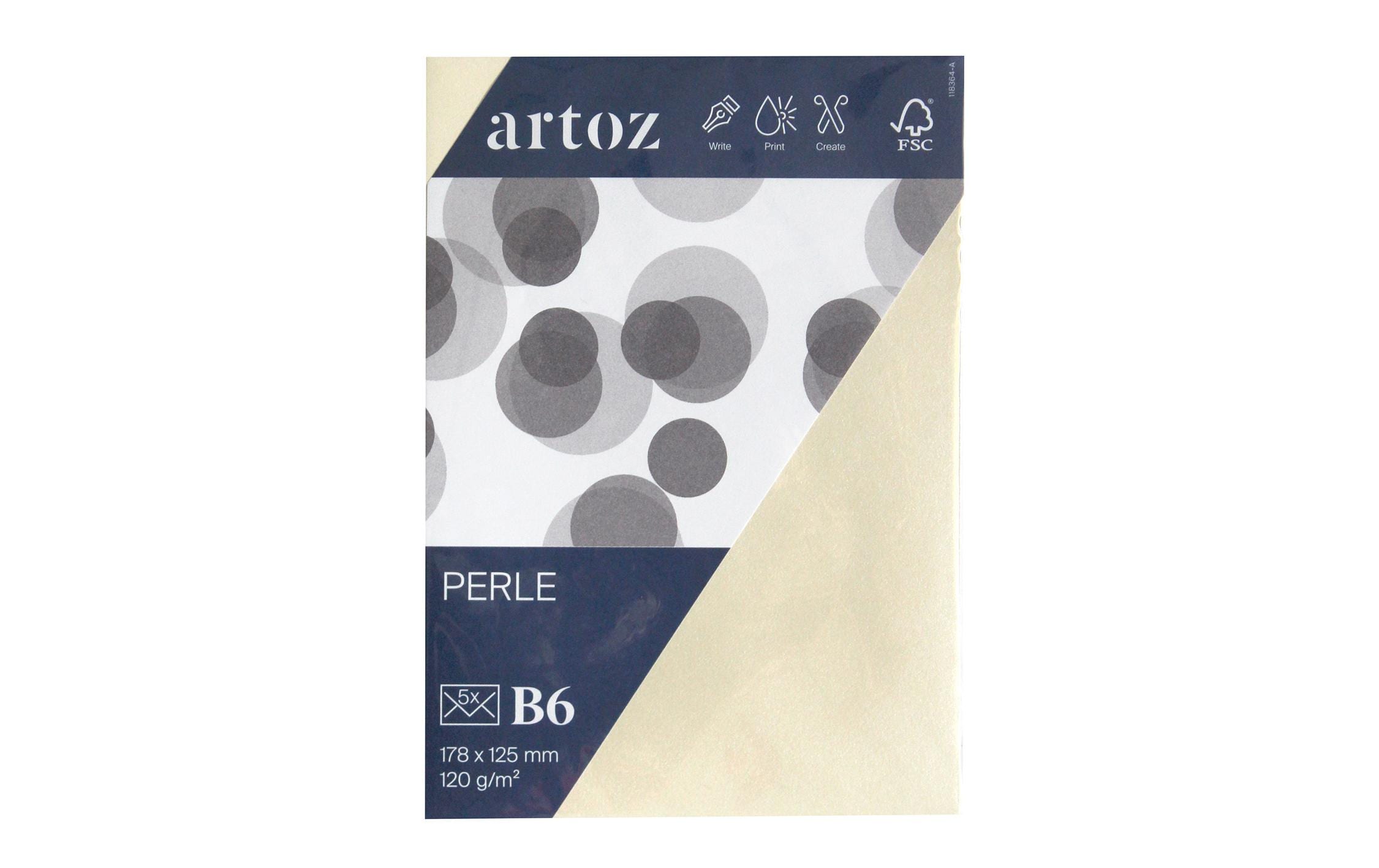 Artoz Couvert Perle B6 120 gm2, ivory, 5 Stück