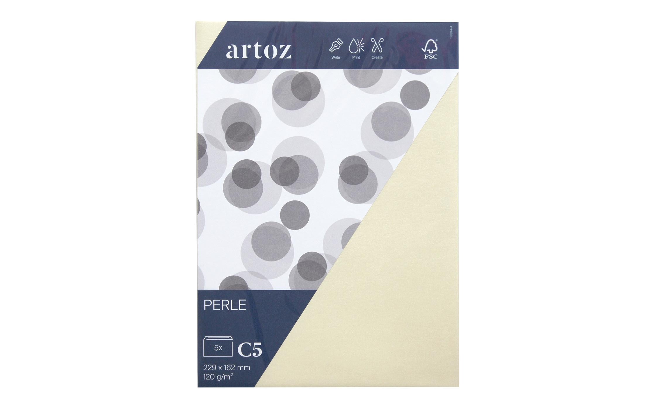 Artoz Couvert Perle C5 120 gm2, ivory, 5 Stück