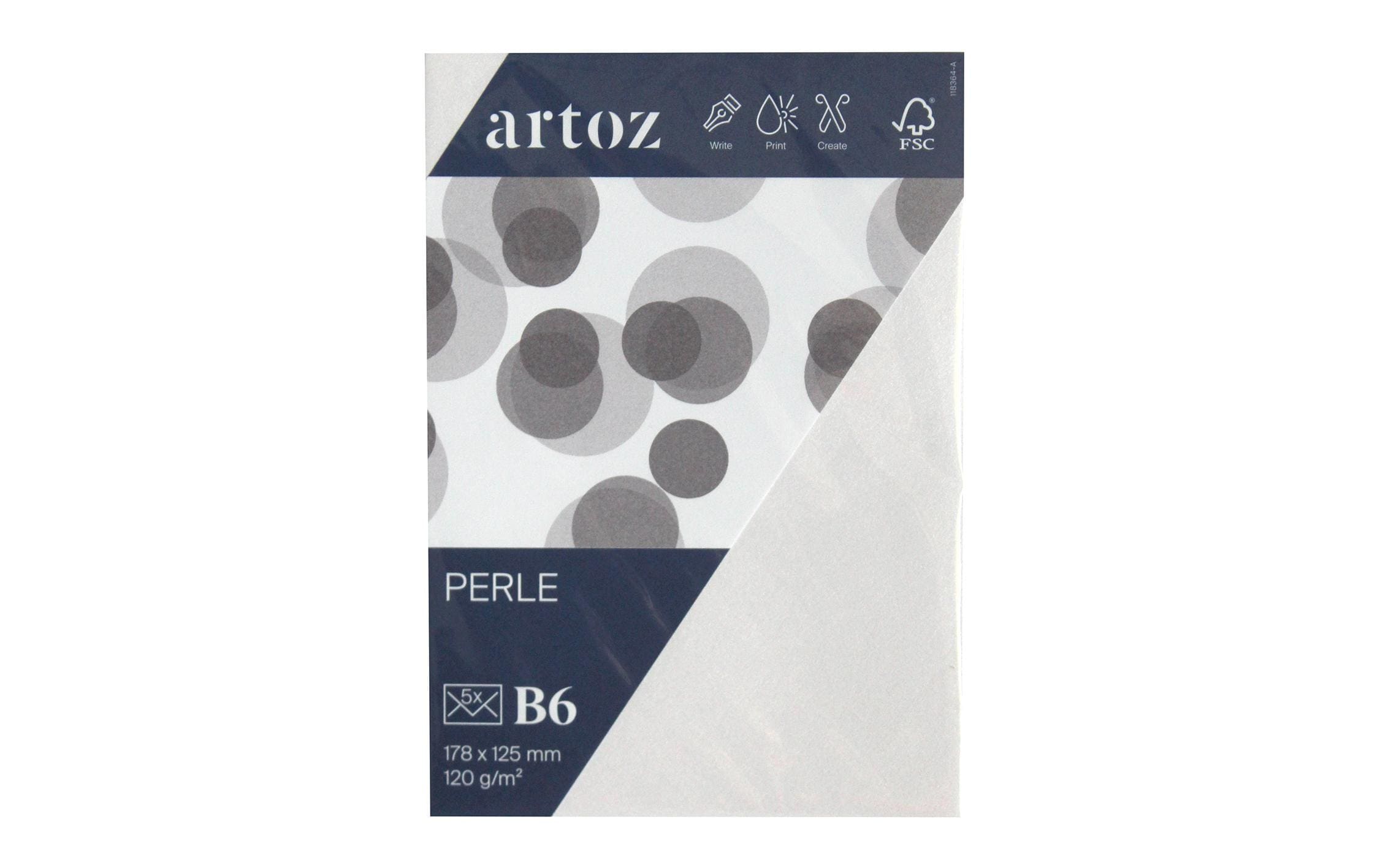 Artoz Couvert Perle B6 120 gm2, weiss, 5 Stück