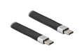 Delock USB2.0 Flachbandkabel, C-C, E-Marker 480Mbps,13cm, Farbe: Silber/Schwarz