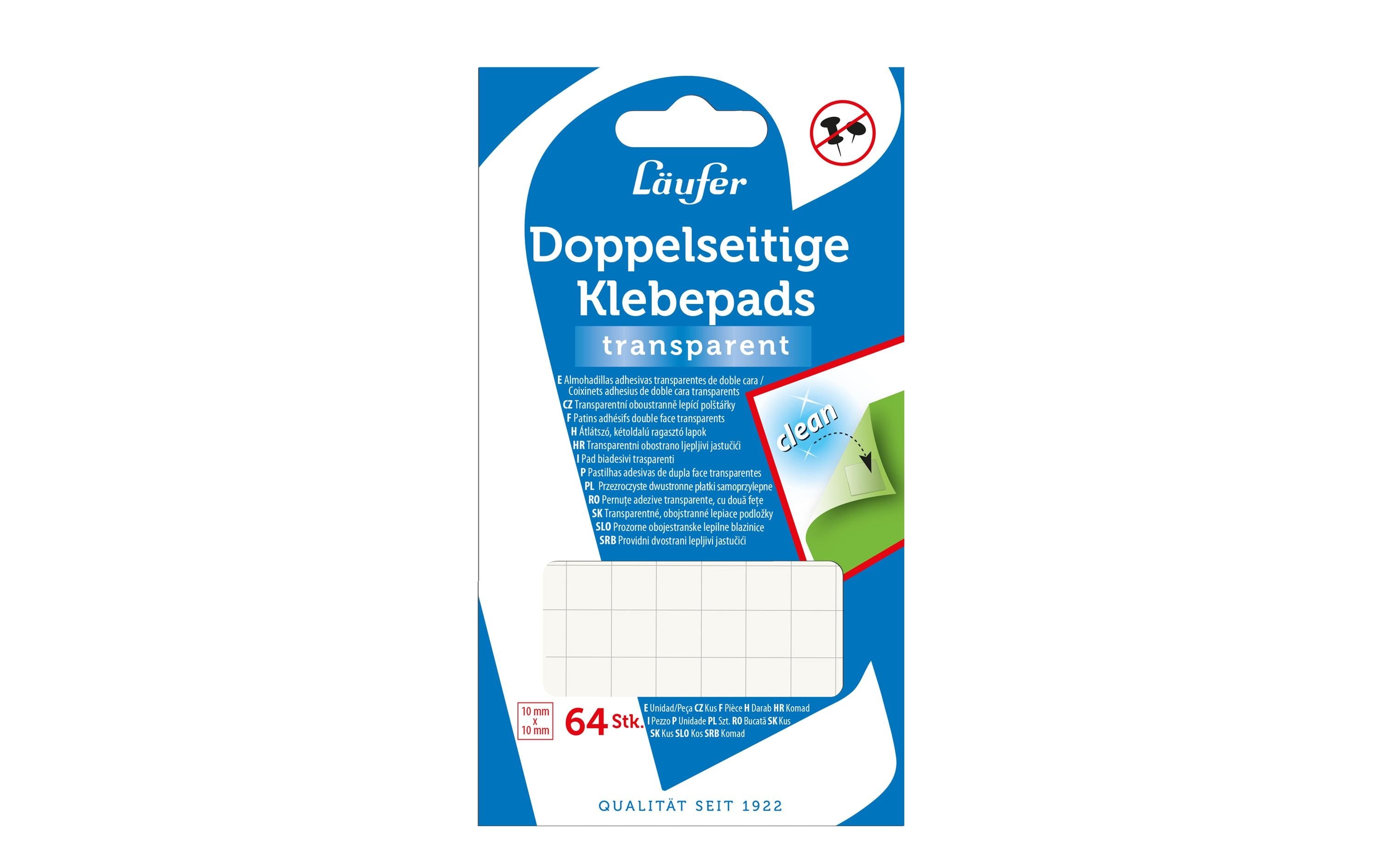 Läufer Klebepad doppelseitig transprent 64 Stück, 10x10 mm