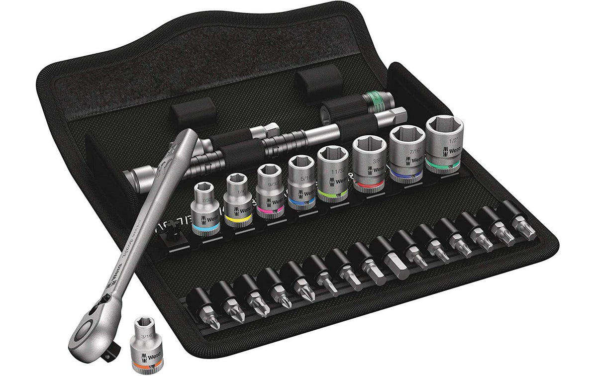 Wera 8100 SA 11 Zyklop Metal-Knarrensatz Umschalthebel, 1/4"-Antrieb, zöllig