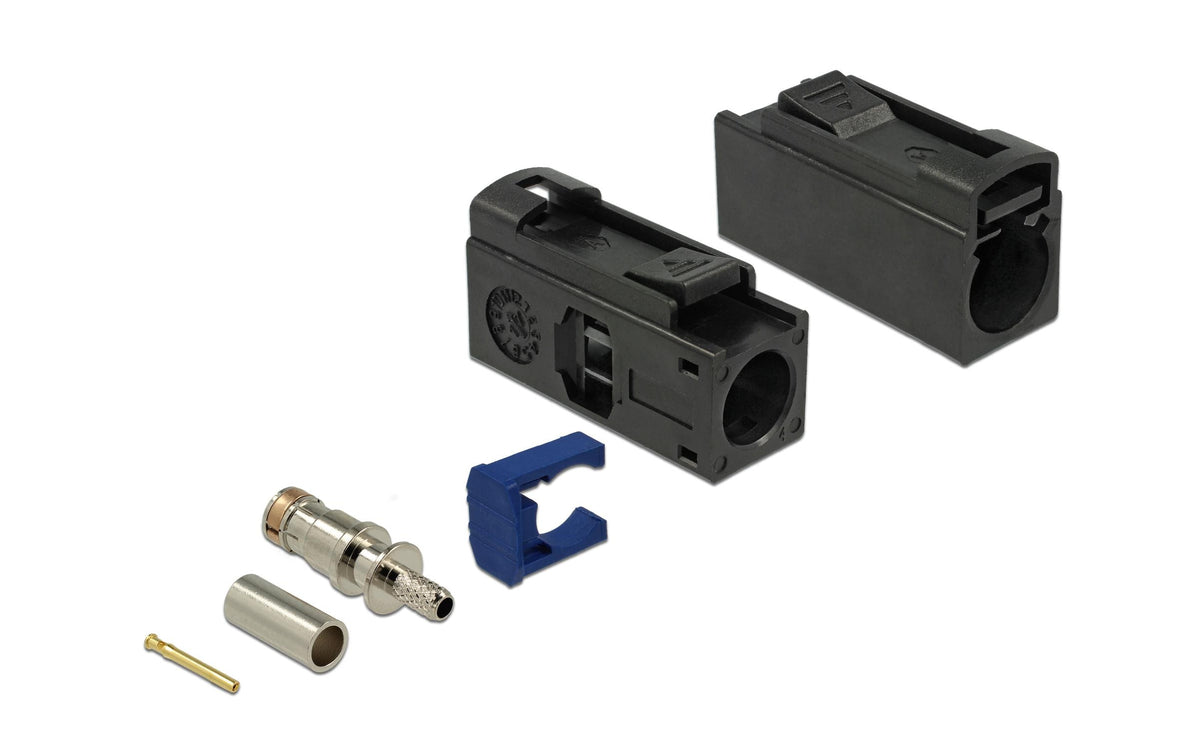 Delock FAKRA A Buchse-Buchse Adapter, 25mm zum Crimpen, 1 x FAKRA A Buchse, Schwarz