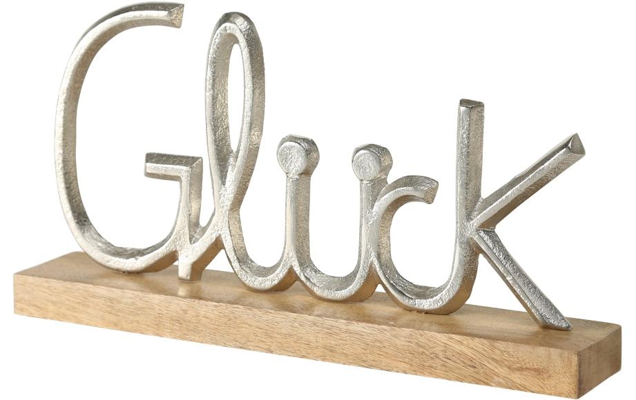 Boltze Schriftzug Glück aus Mangoholz
