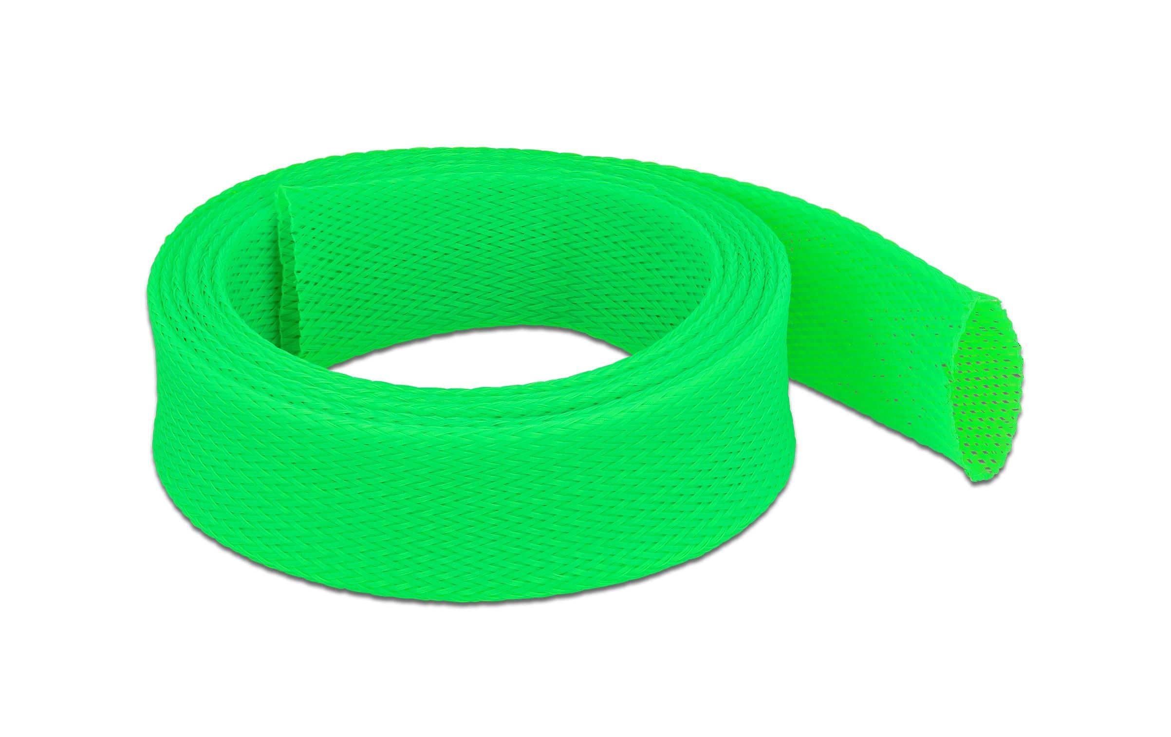 Delock Geflechtskabelschlauch, 2mx38mm dehnbar,schneidbar, Farbe: Grün