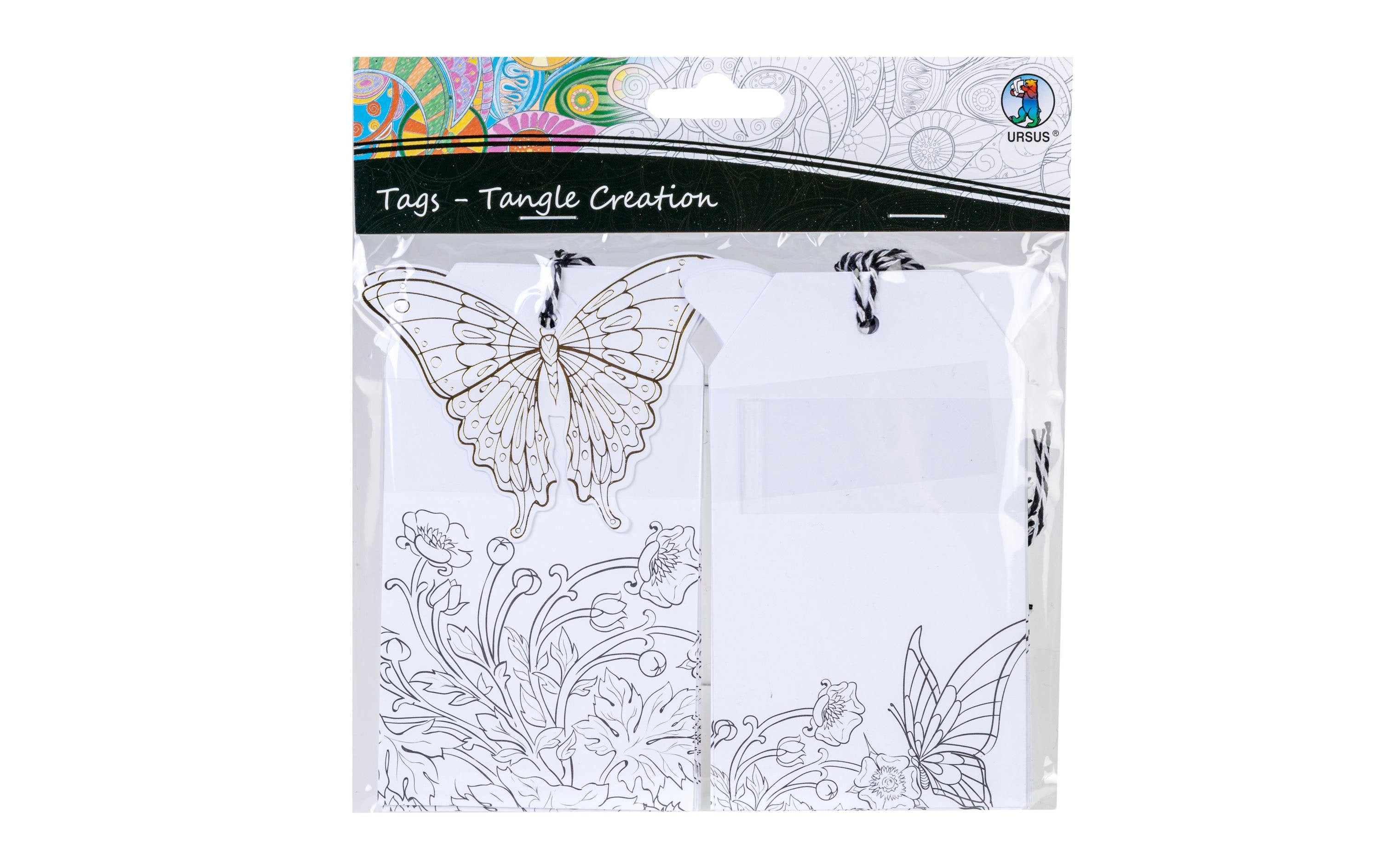 URSUS Geschenkanhänger Tangle Creation 10 Stück, 7x12 cm, Schmetterling