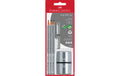 Faber-Castell Bleistift Grip 2001 Set B Härte:B, 3 Bleistifte, 2 Radierer,1 Spitzer