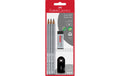 Faber-Castell Bleistift Grip 2001 Härte:2B, 3 Bleistifte, 1 Radierer,1 Spitz.